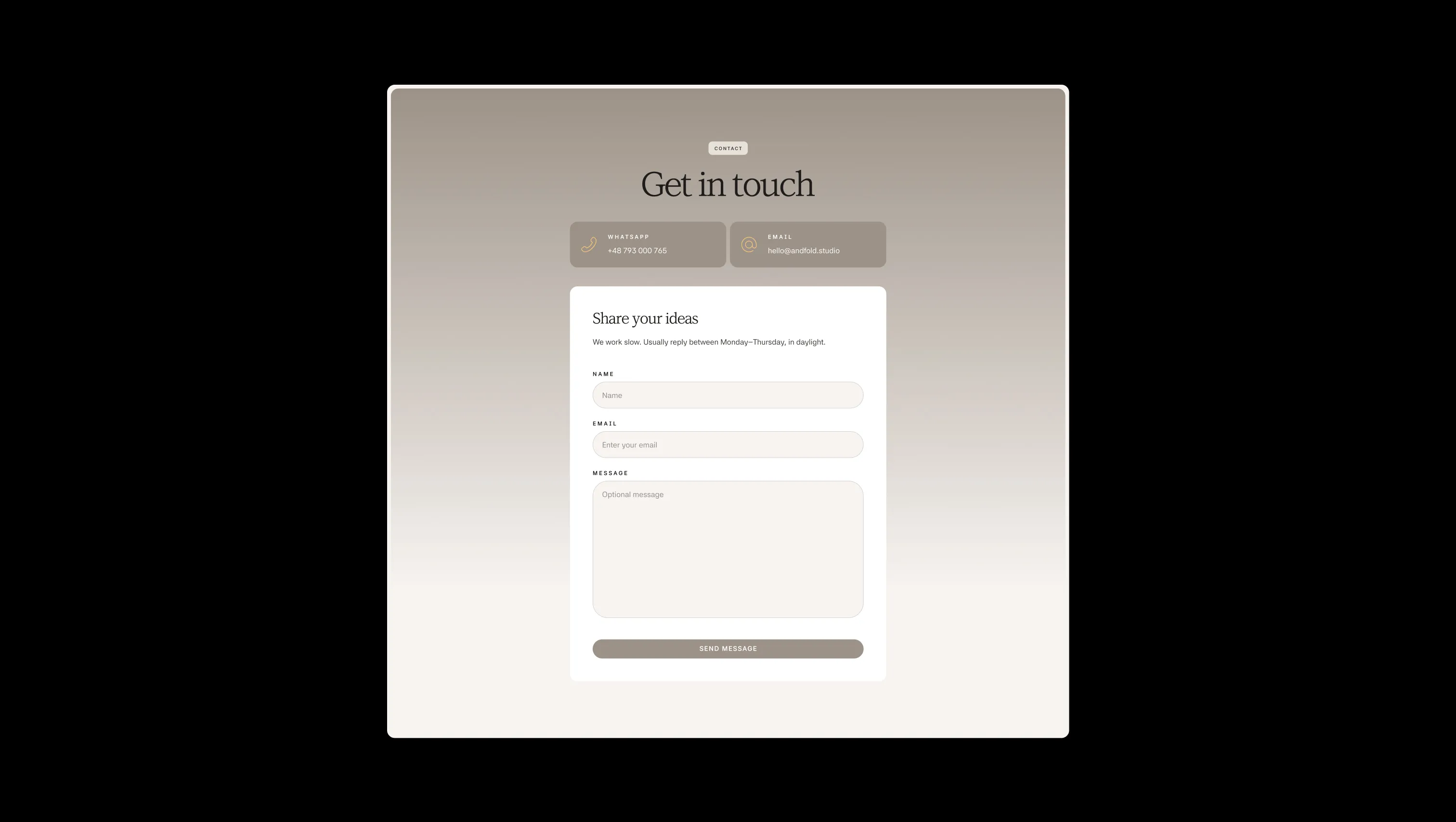 Contact Form With Info Tiles