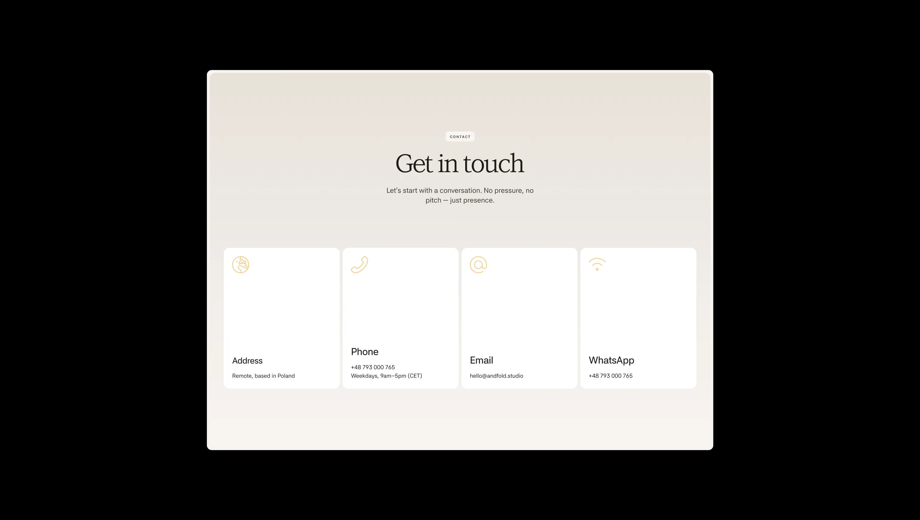 Contact Cards Grid Section
