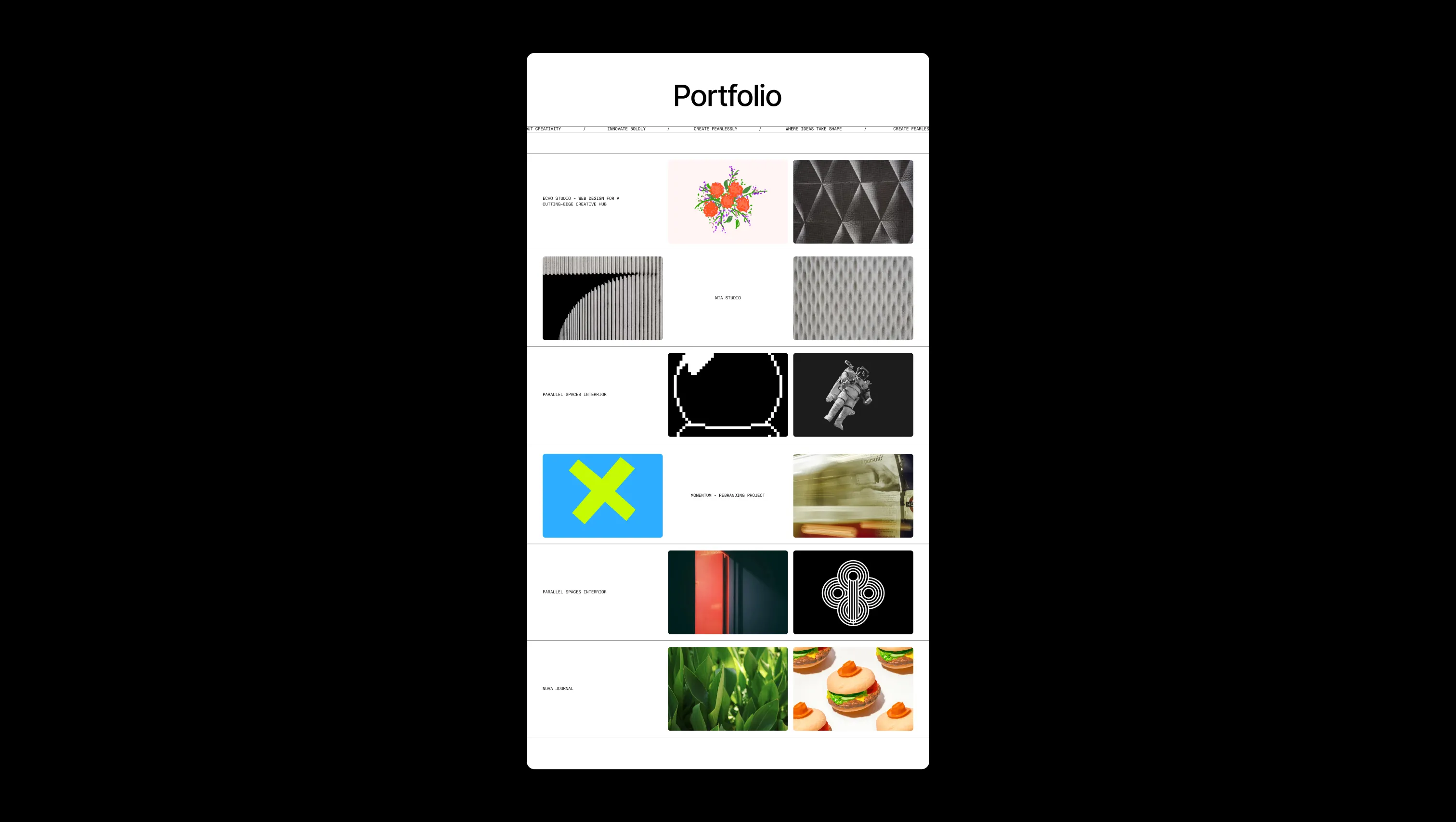 Portfolio Grid with Marquee Header