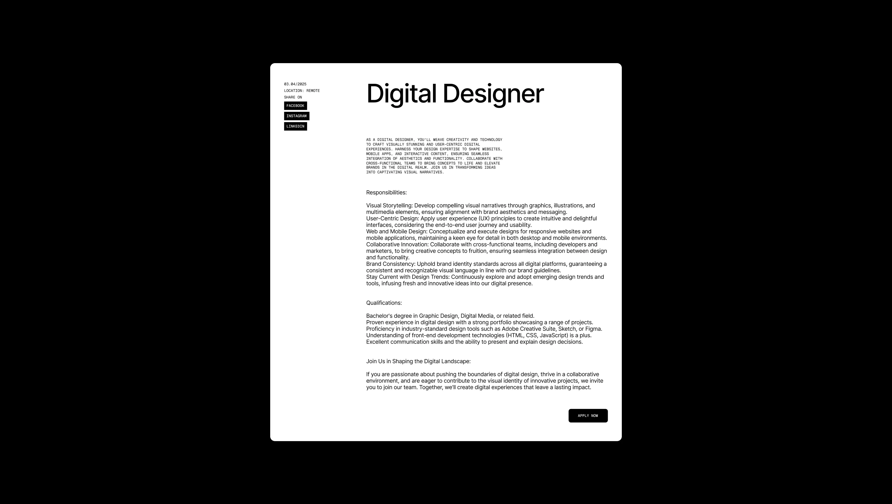 Job Details Two Column Layout