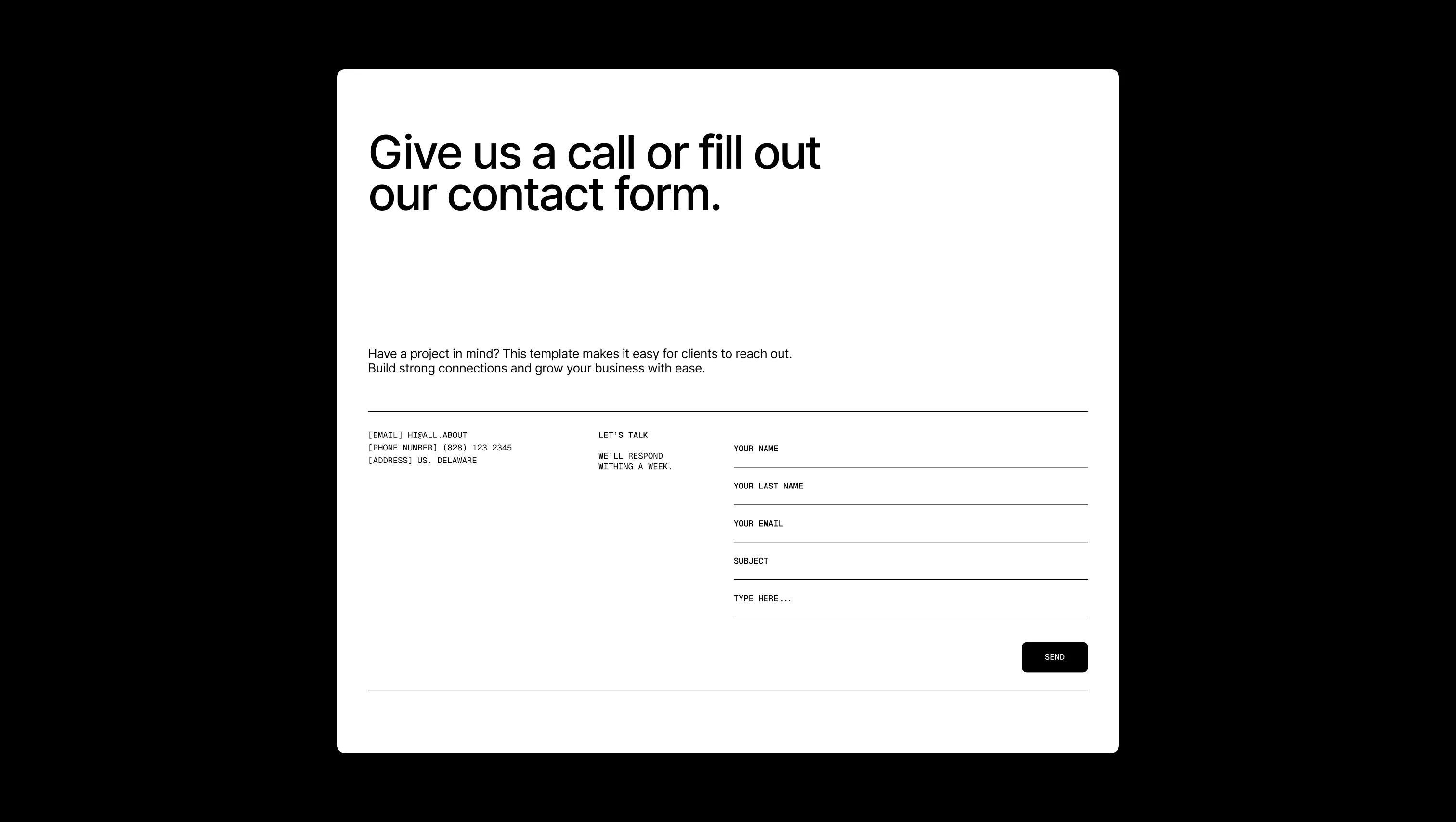 Contact Form with Animated Headline