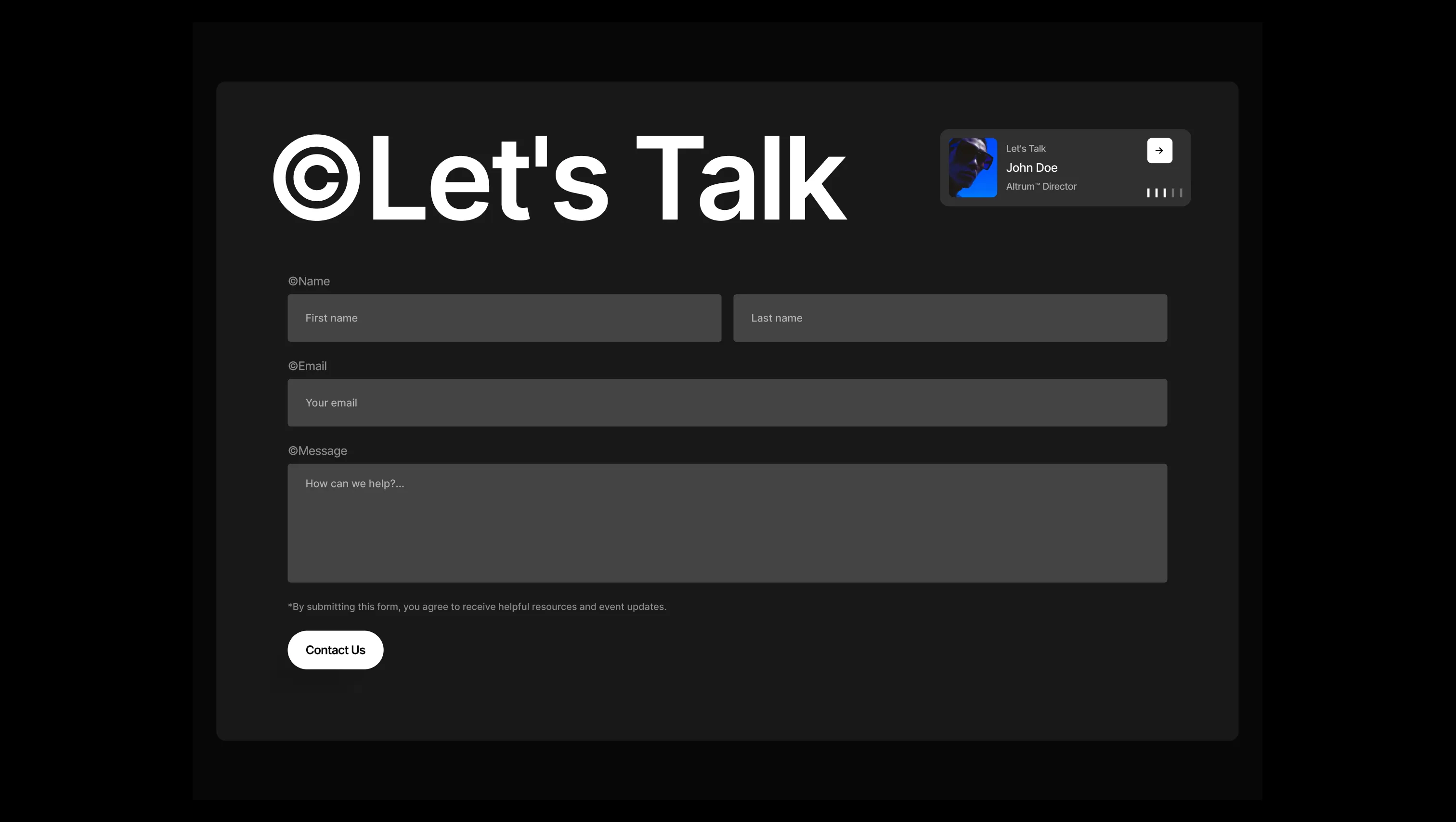 Contact Form with Team Card