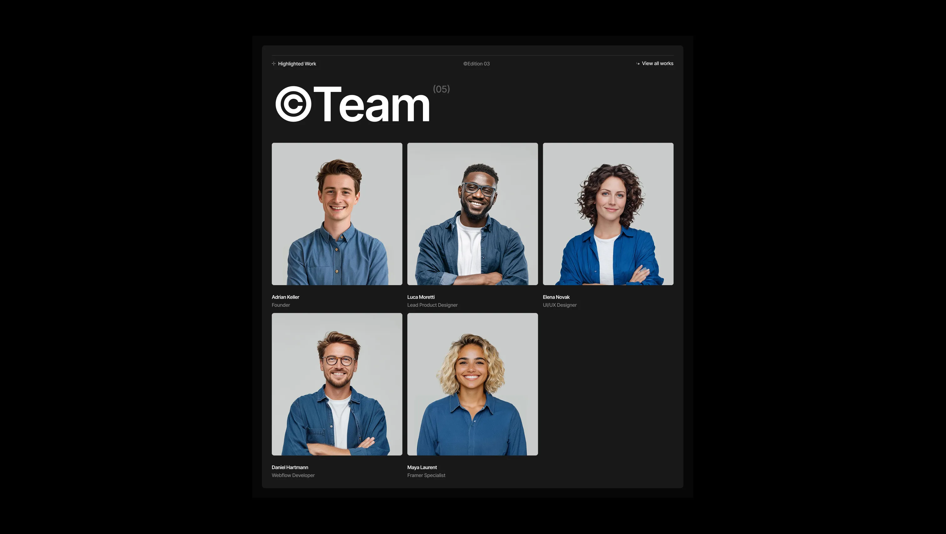 Team Member Grid Showcase