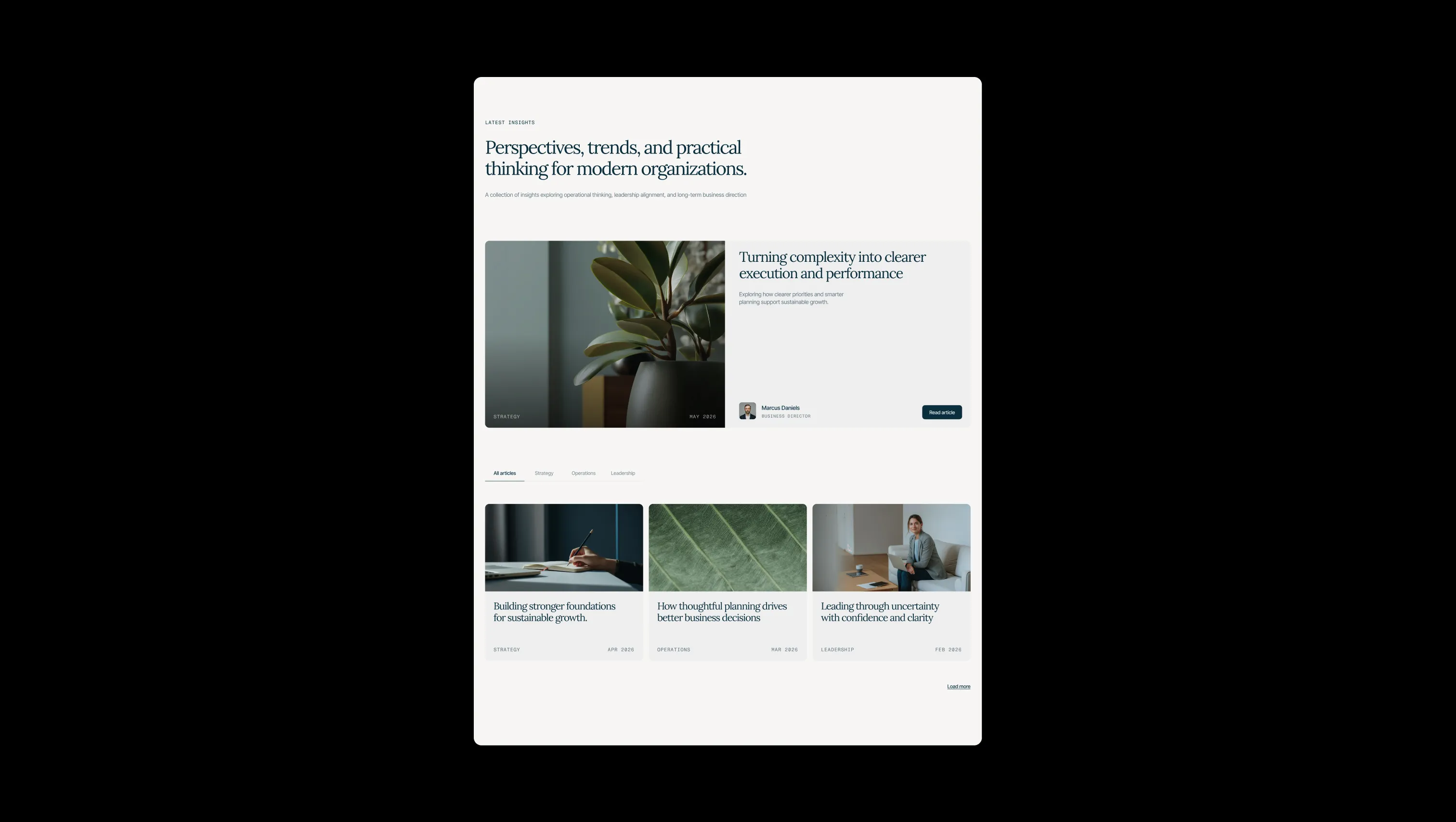 Blog Insights Grid with Tabs