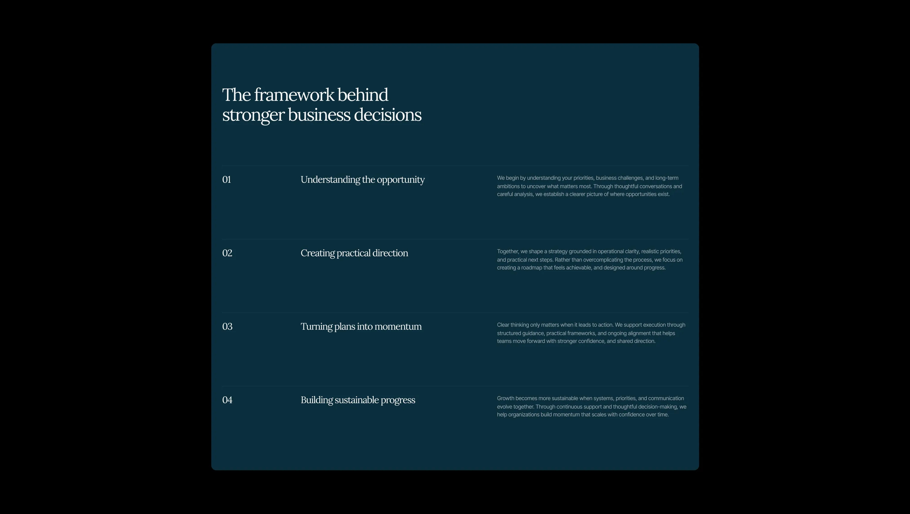 Numbered Process Framework List