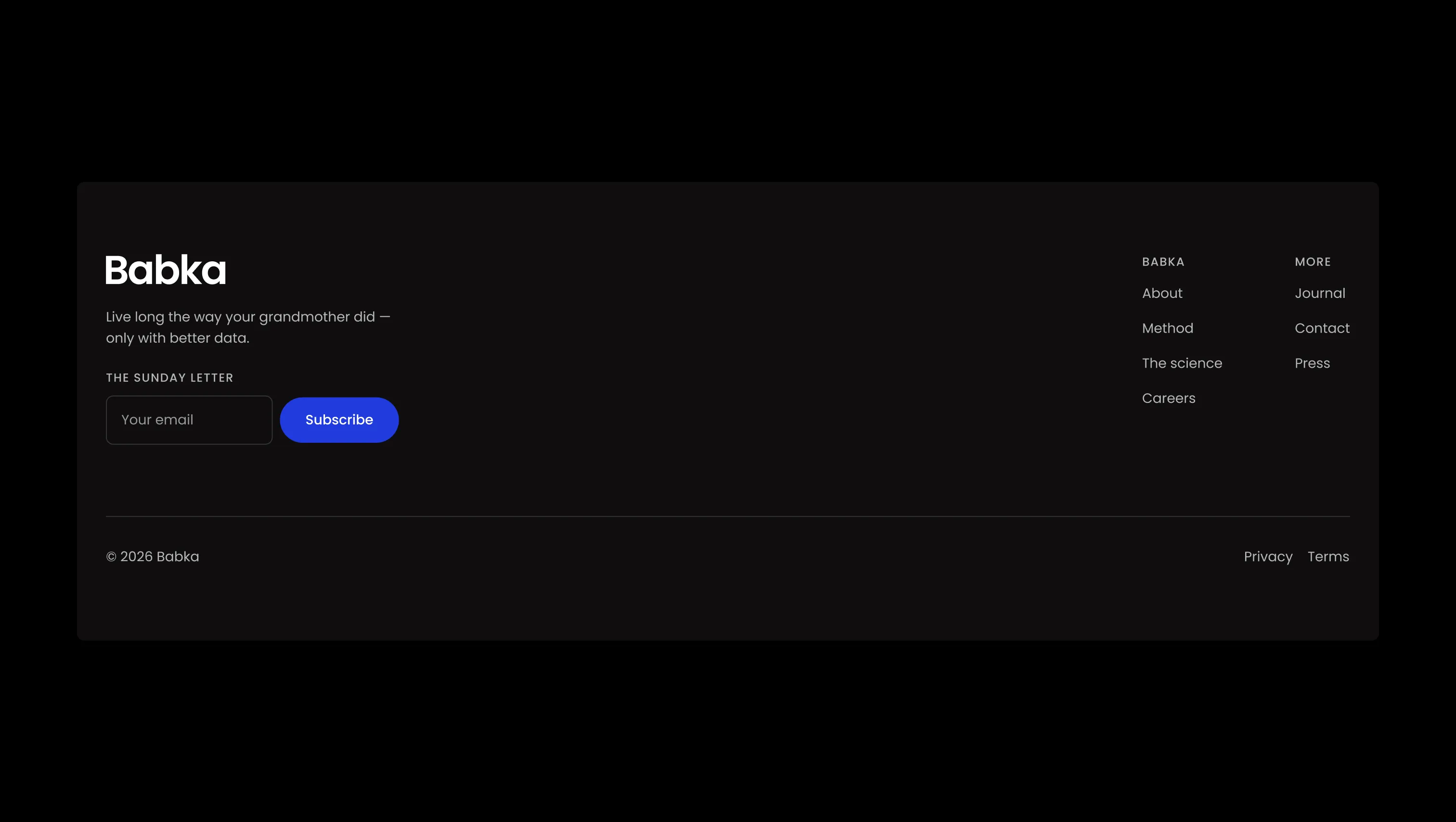 Footer with Newsletter and Nav Links