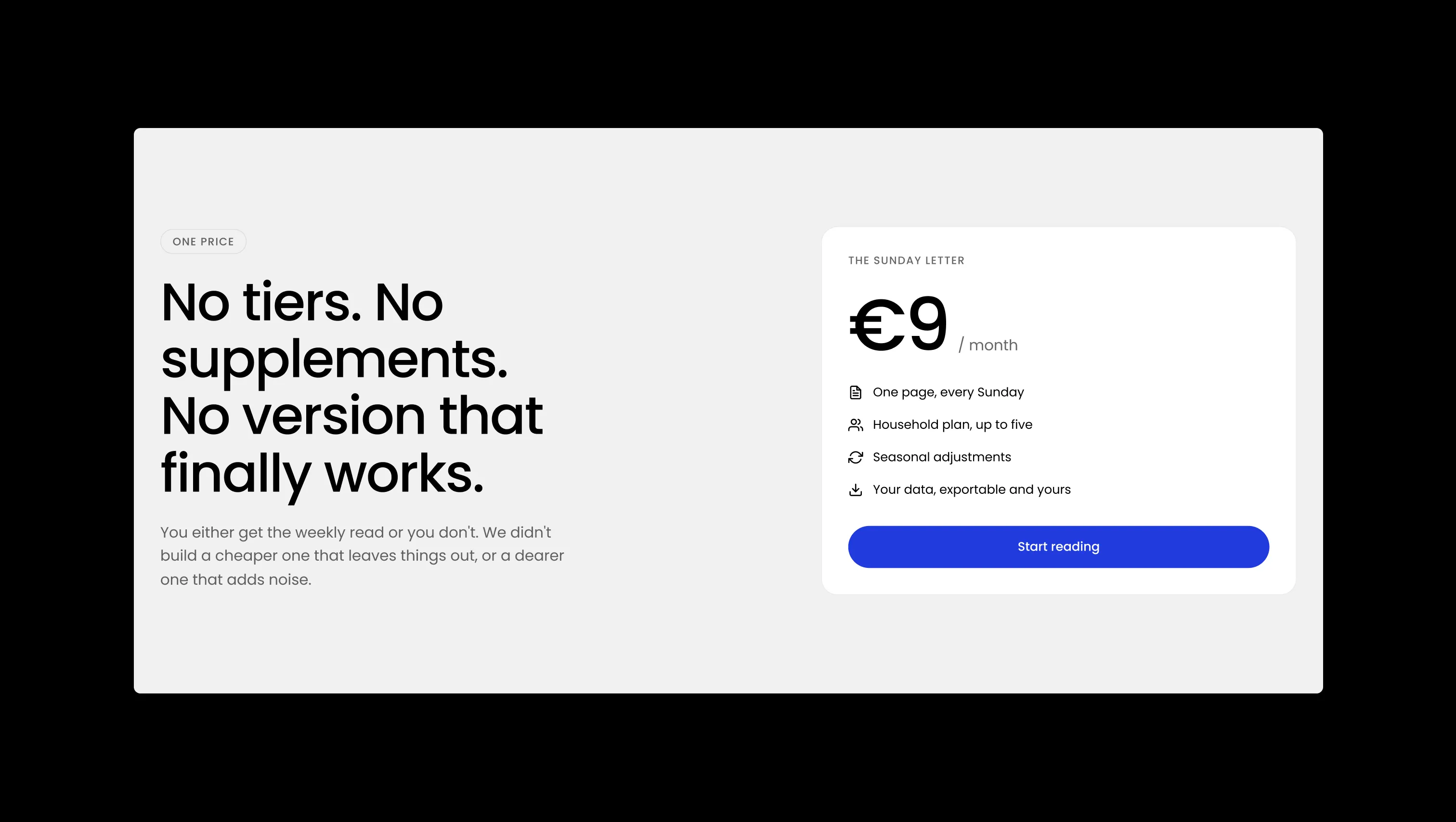 Single Plan Pricing Card Split