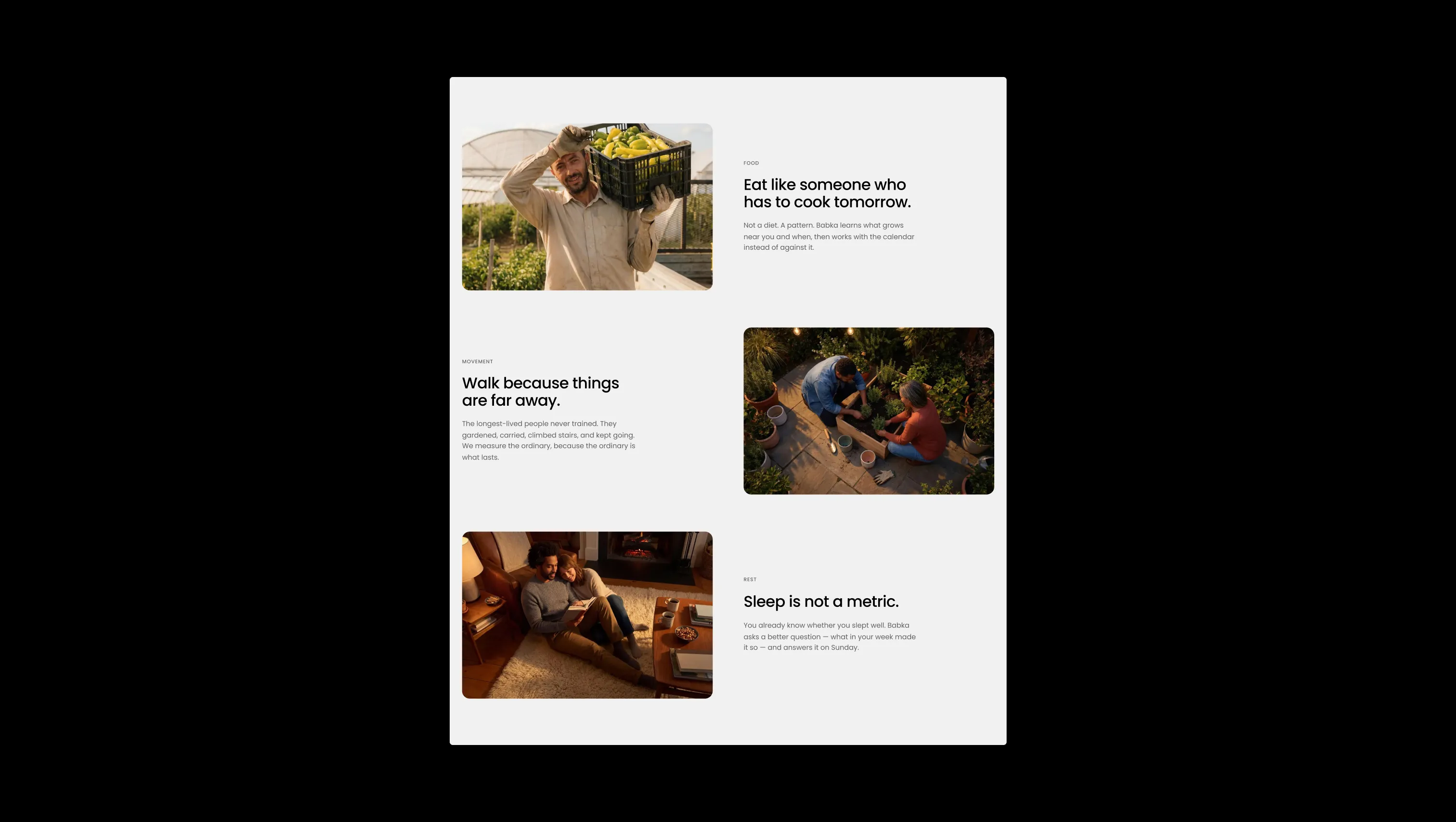 Alternating Image Text Feature Rows