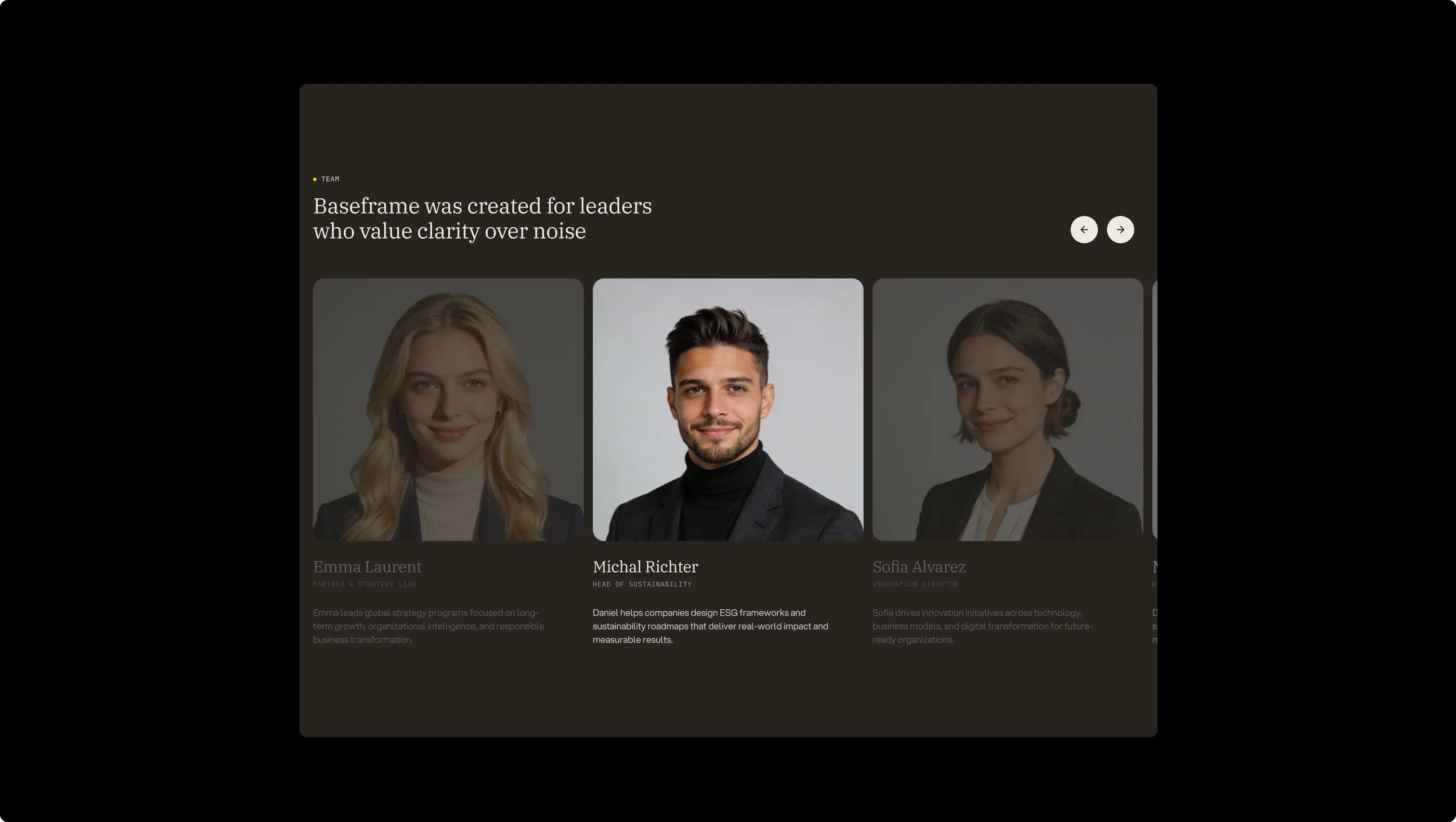 Team Slider with Parallax Images