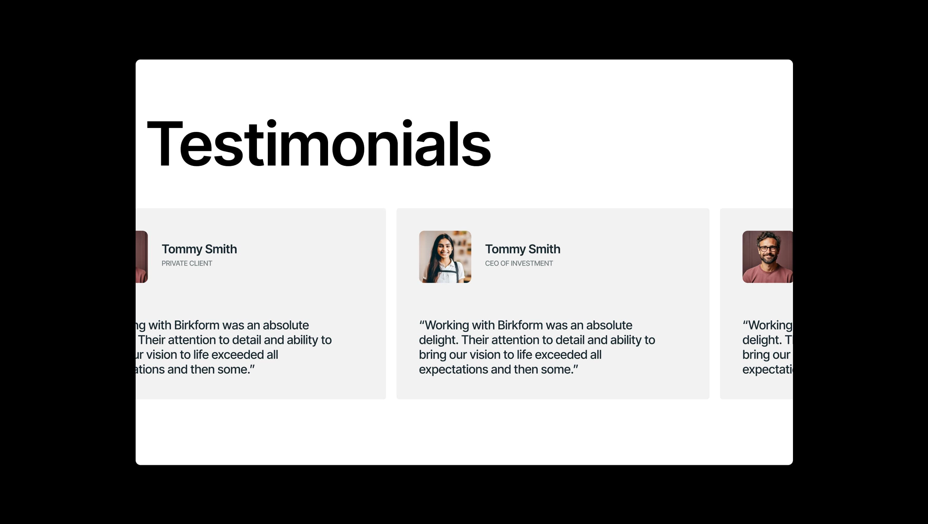 Animated Testimonial Marquee Section