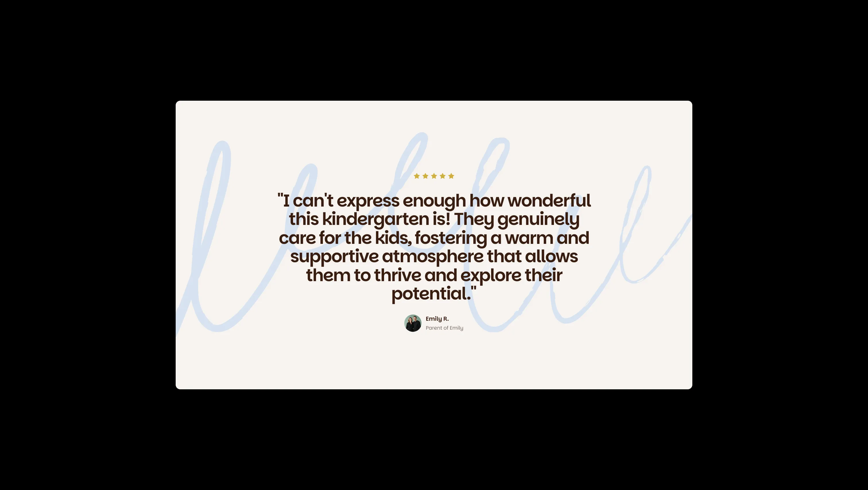 Single Customer Testimonial Section
