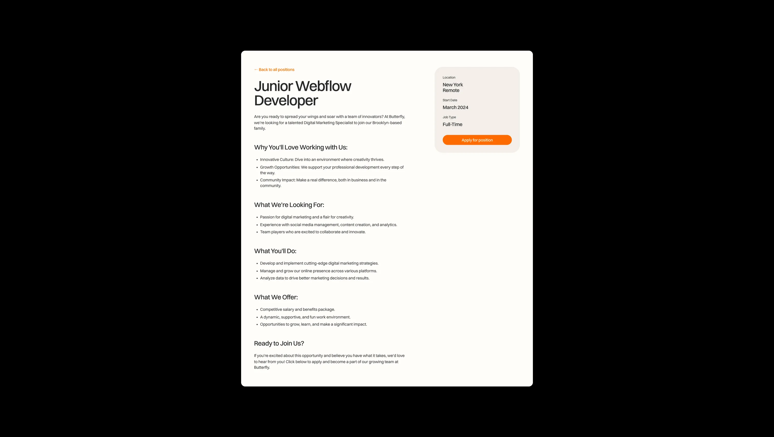 Job Details with Sidebar CTA