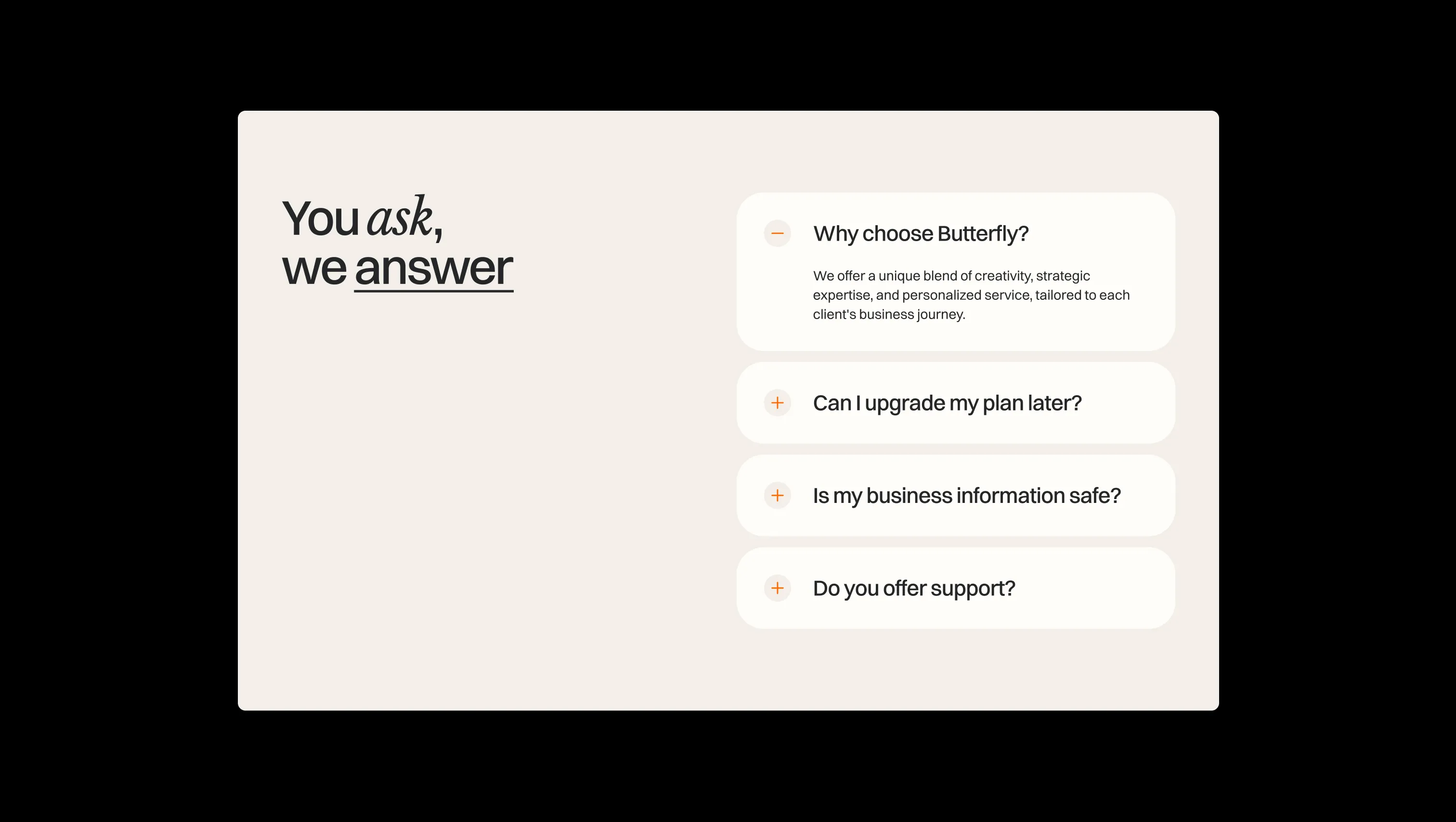 Interactive FAQ Accordion Section