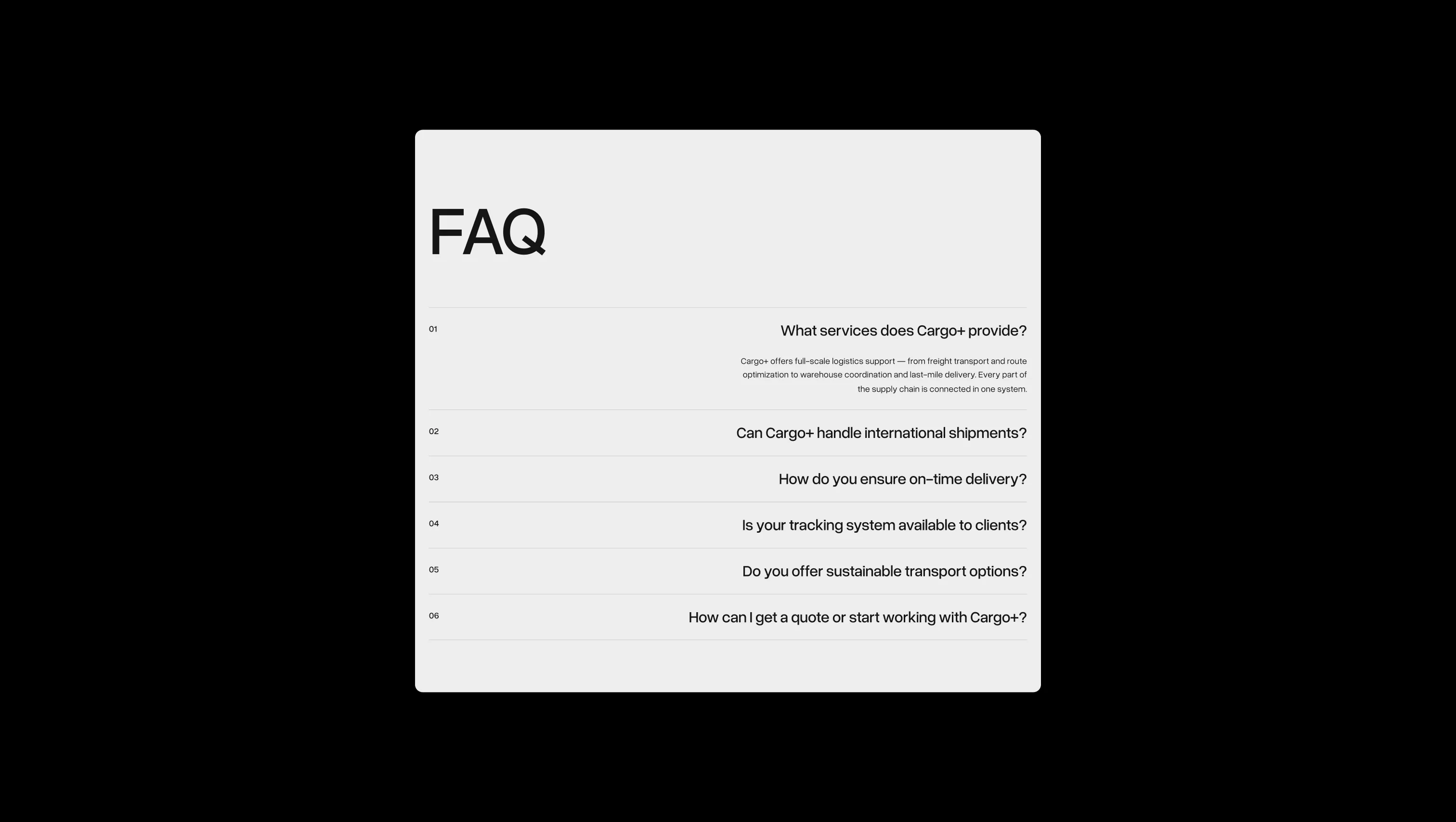 FAQ Accordion Section