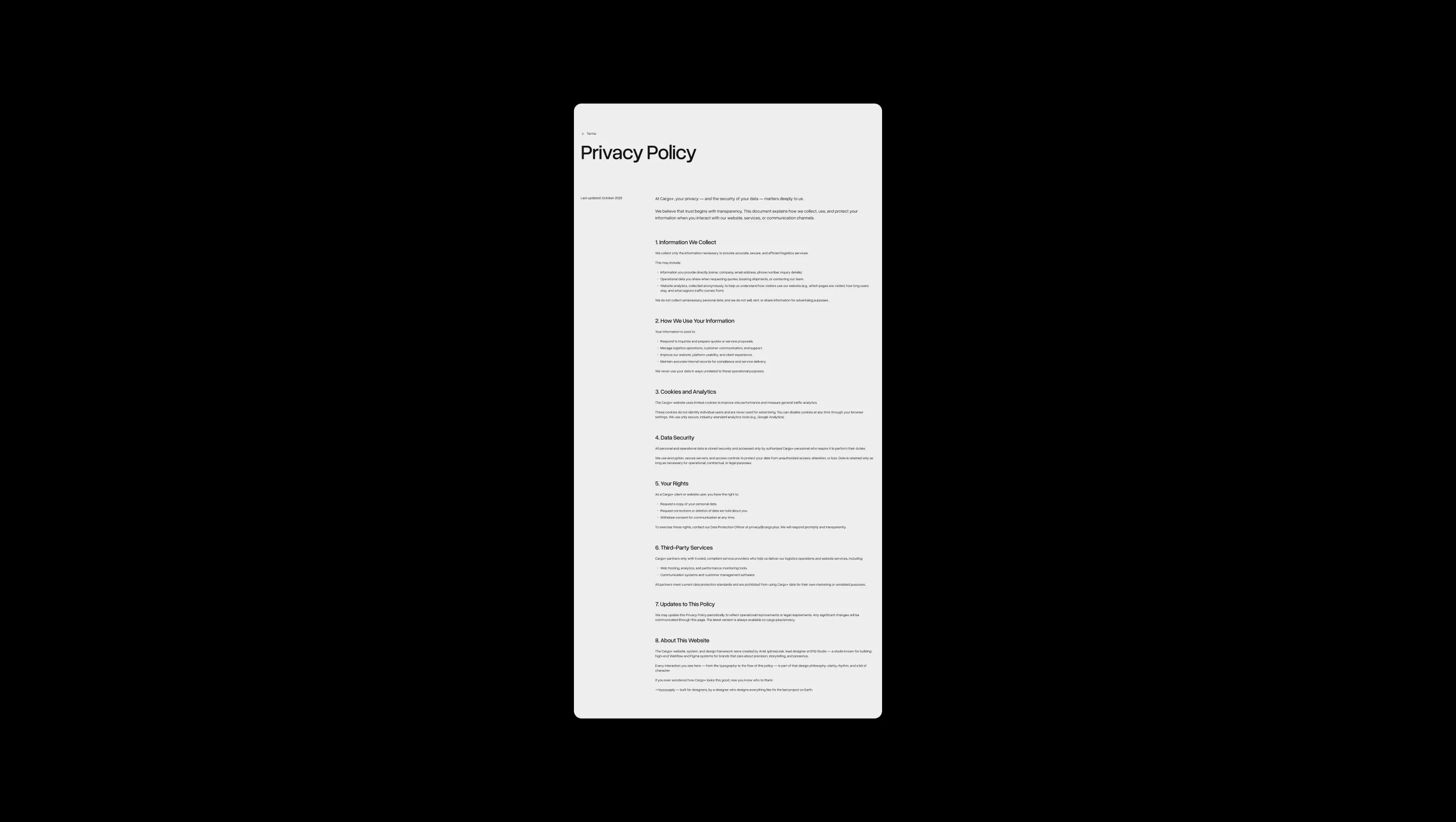 Privacy Policy Legal Page