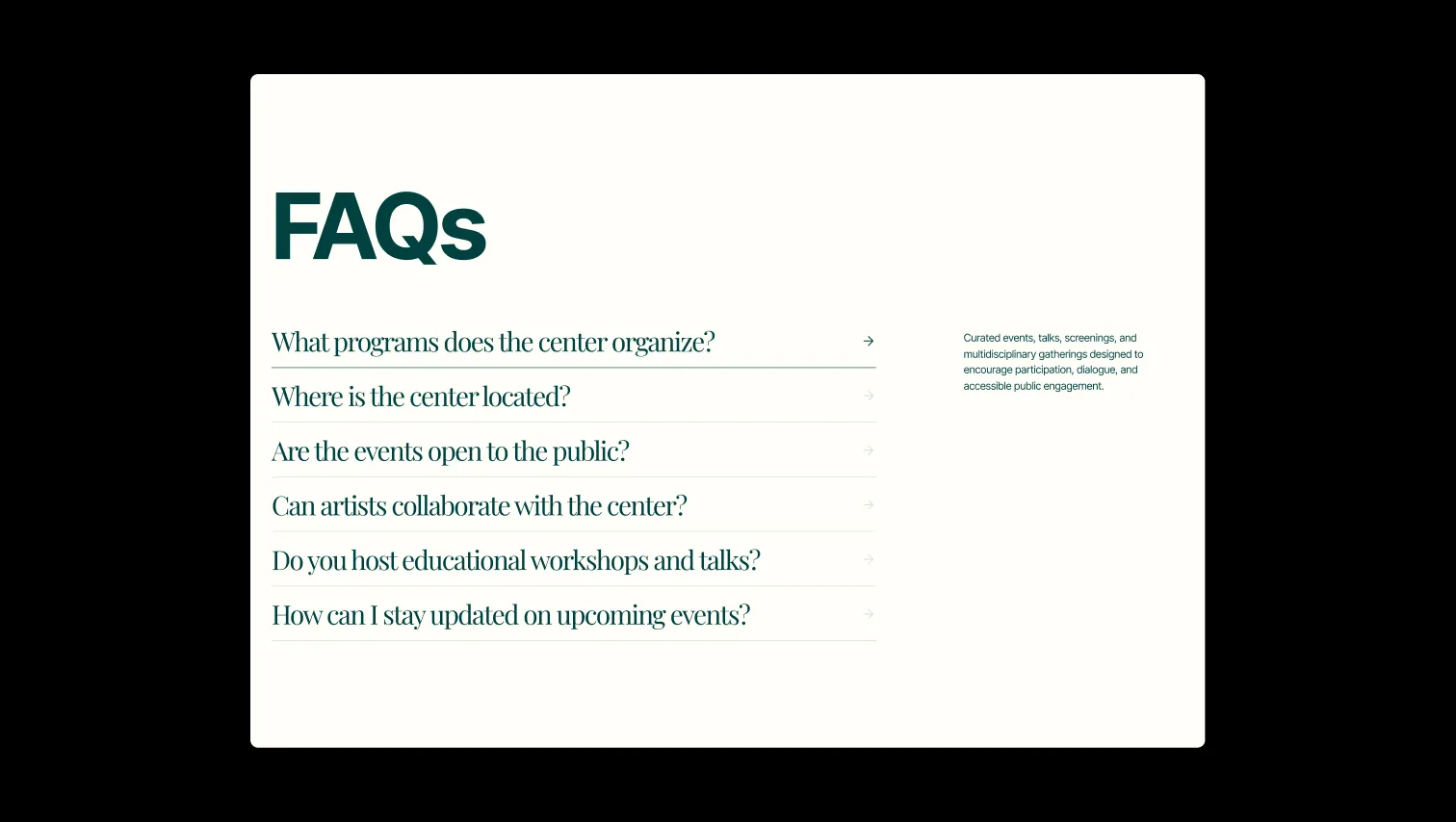 FAQ Accordion with Section Heading