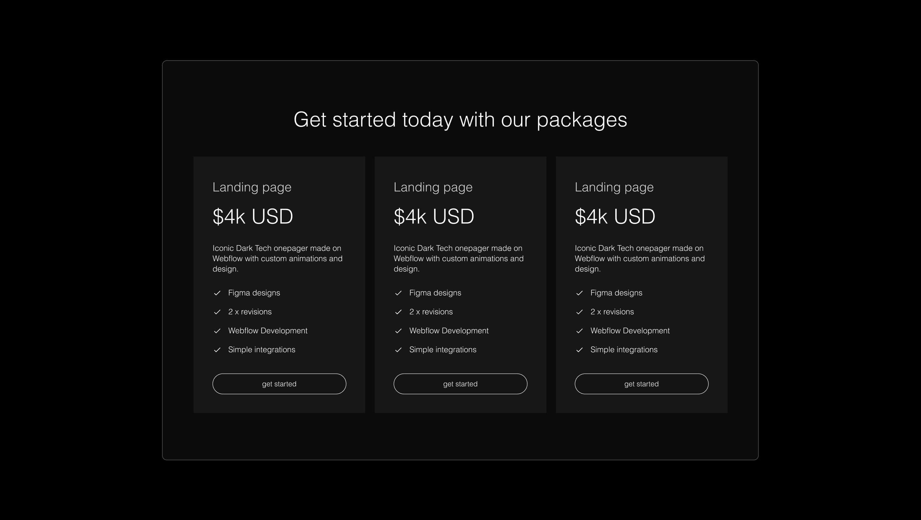 Three Column Pricing Cards