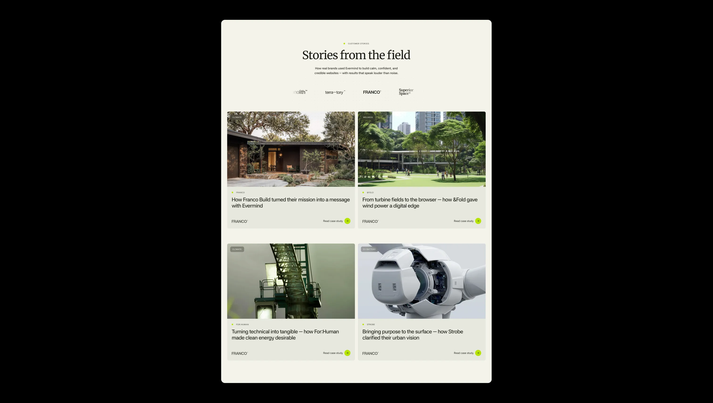 Customer Stories Grid with Marquee