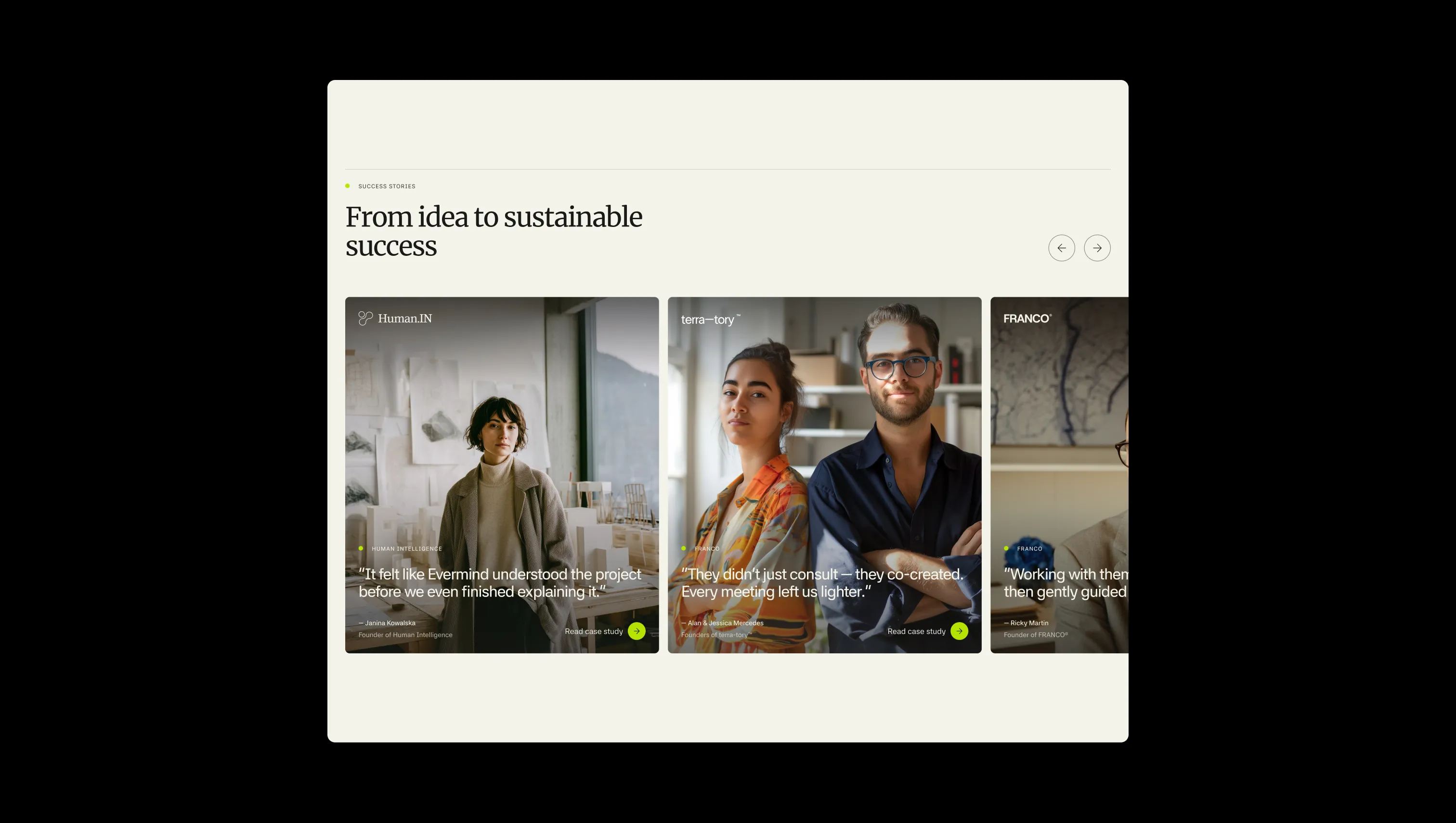 Success Stories Testimonial Slider