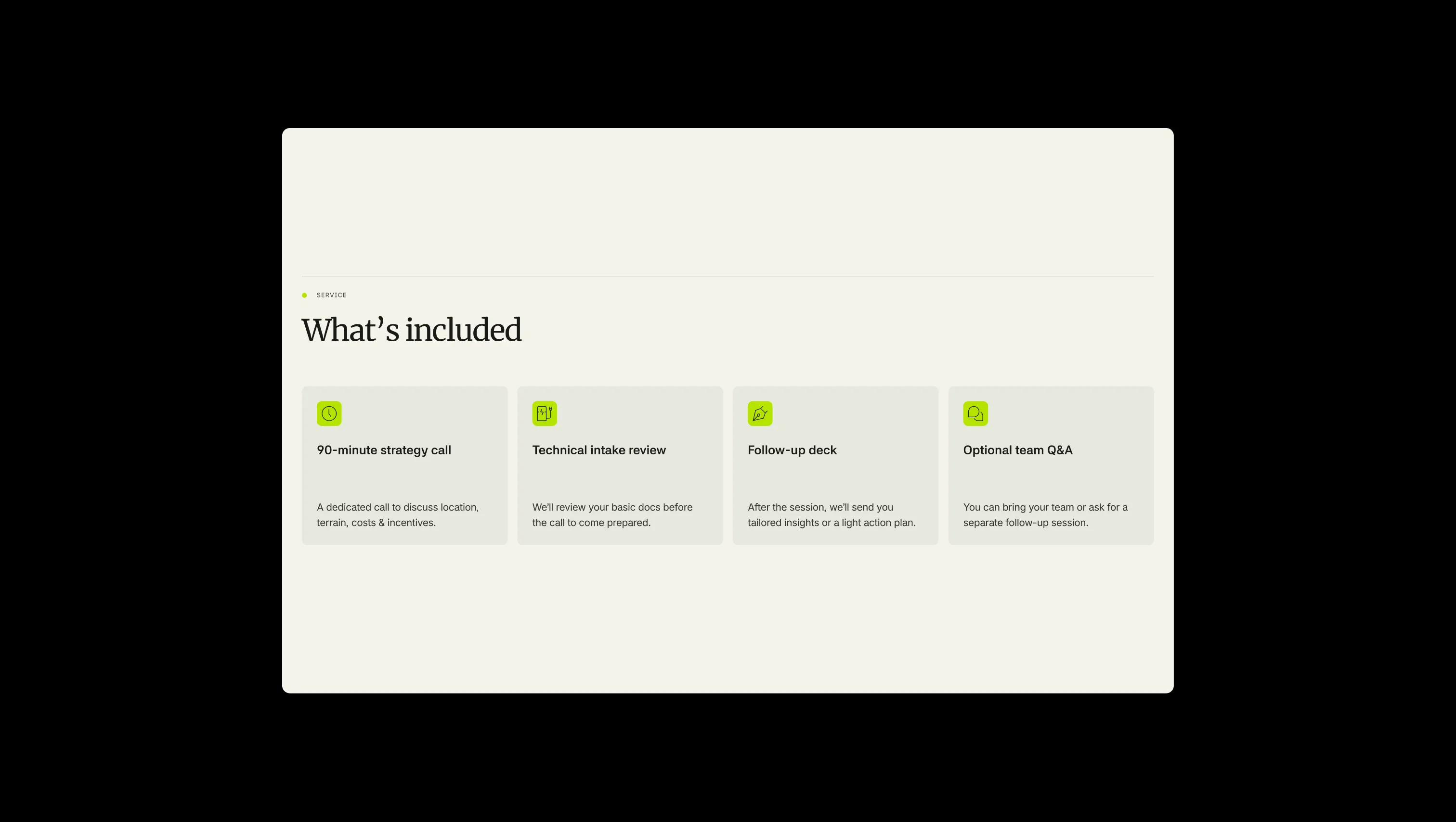 Service Features Grid Layout