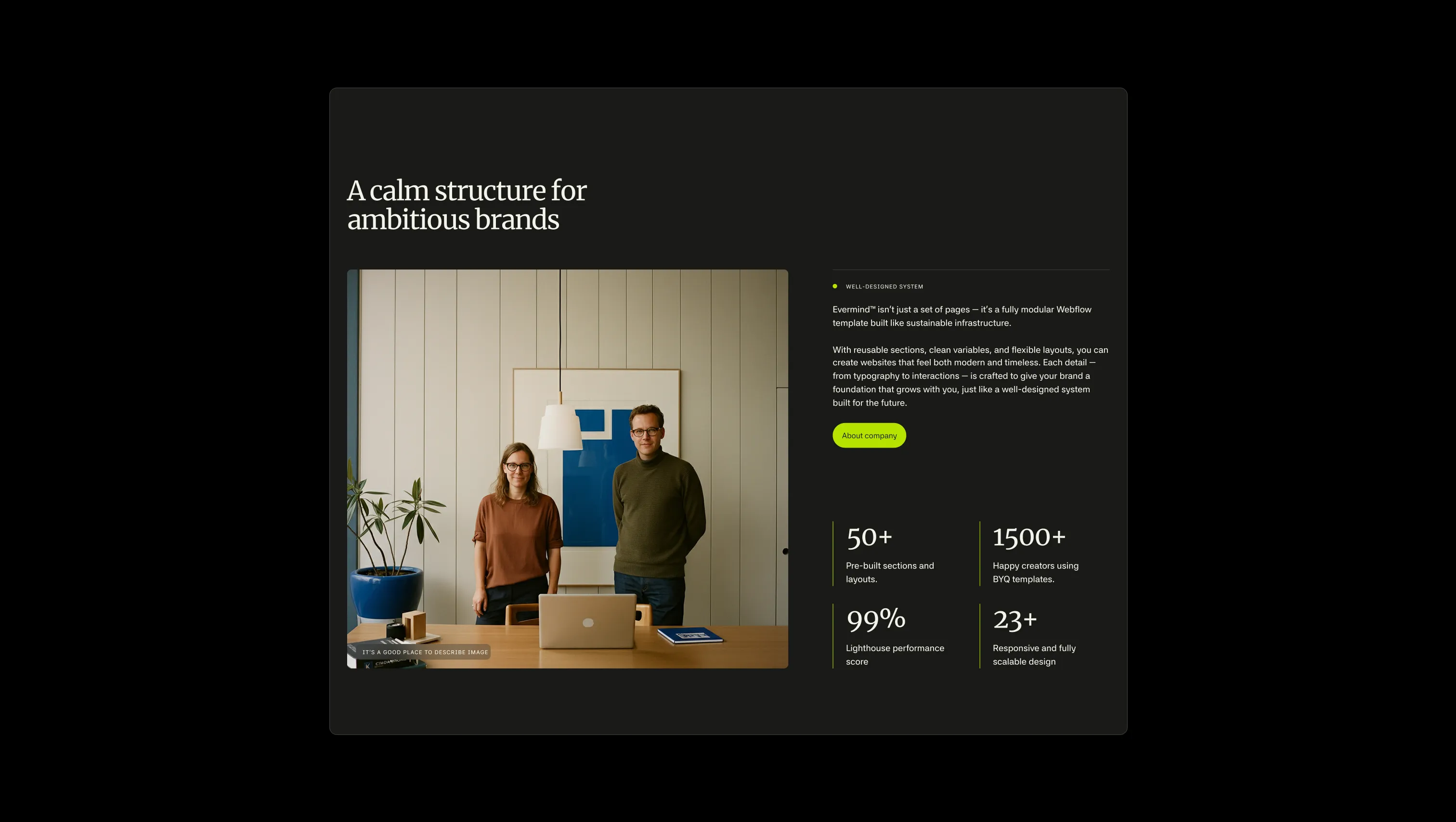 Image Text Stats Features Section