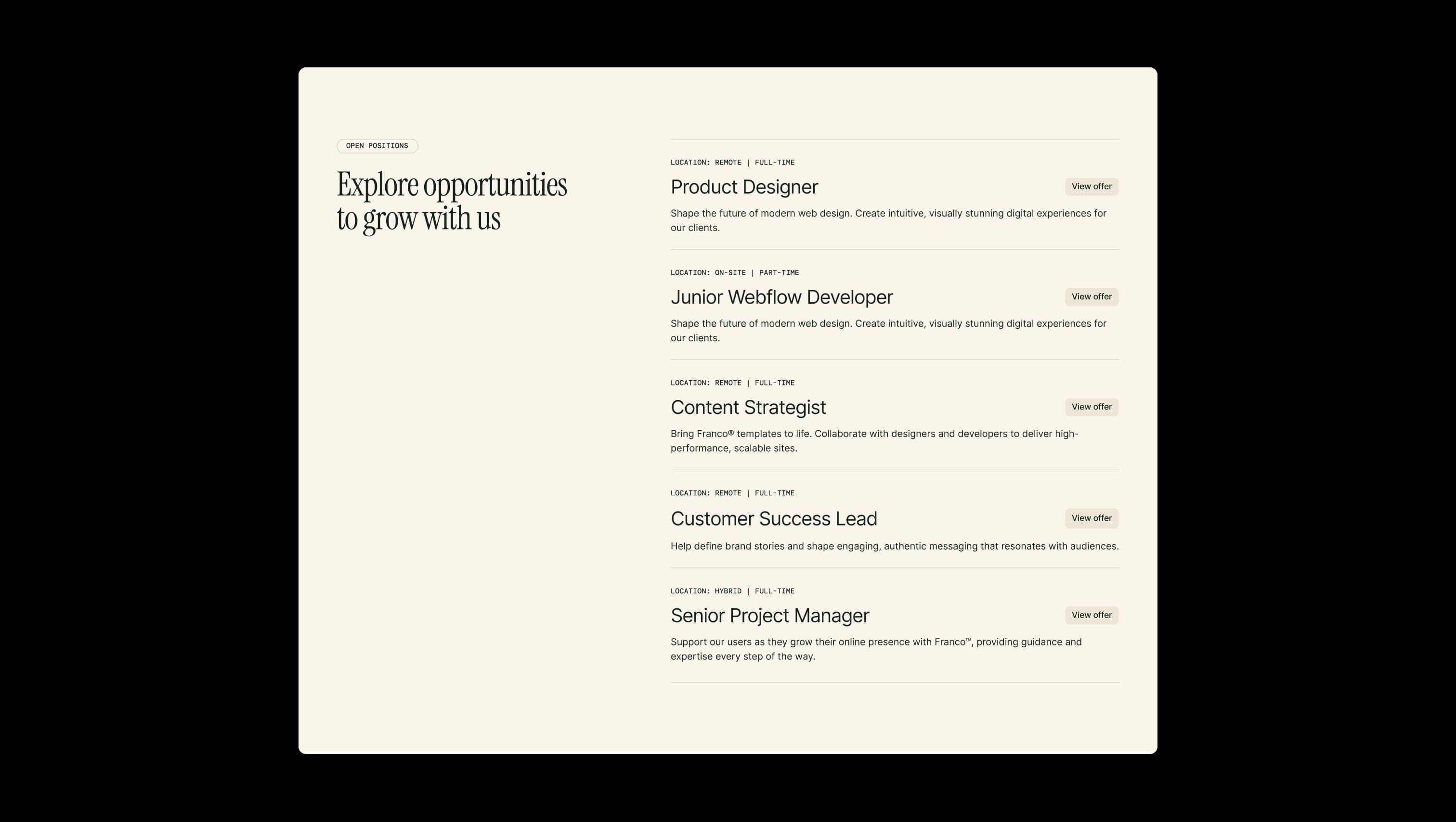Careers List 