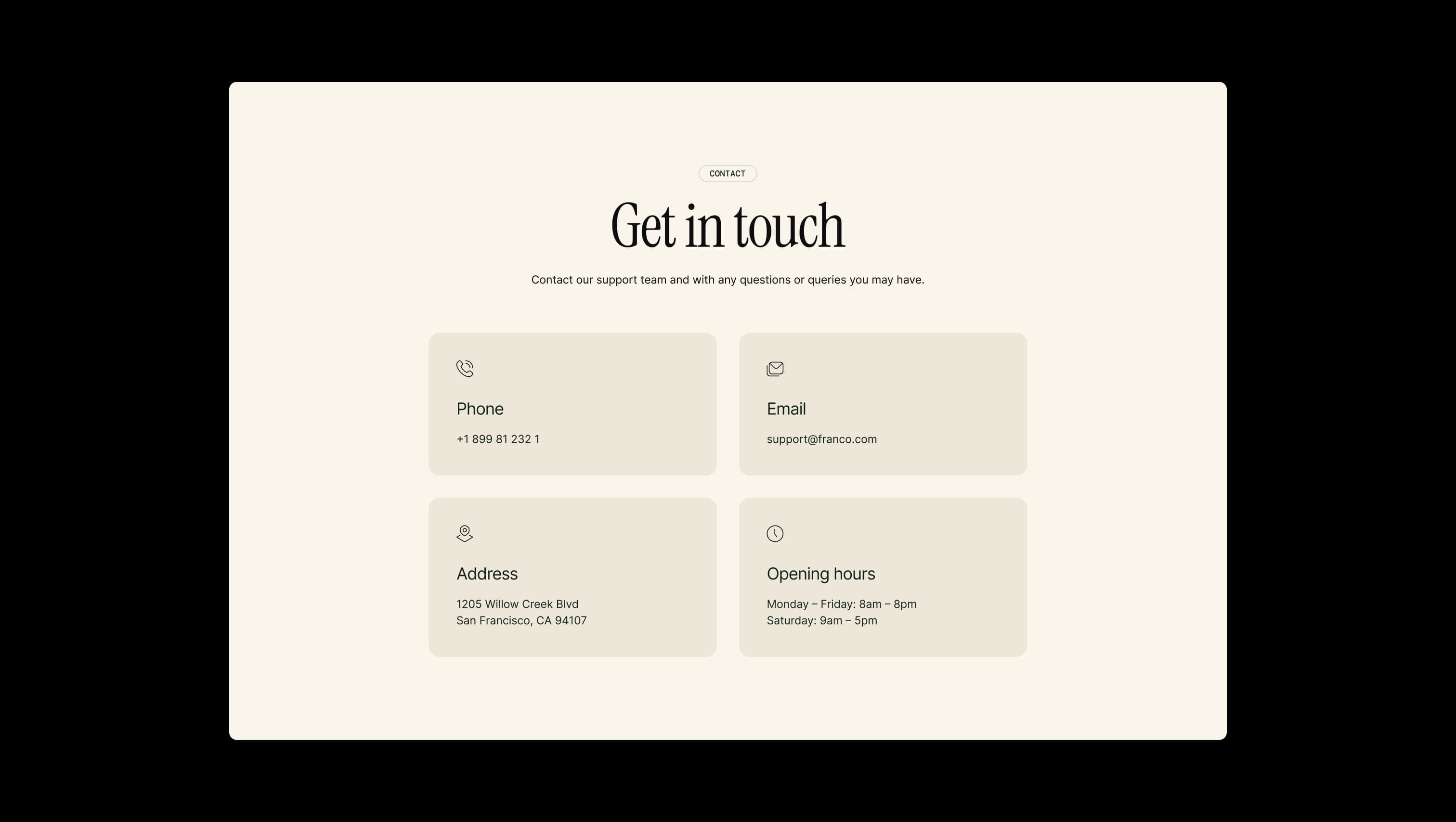 Contact Details Cards