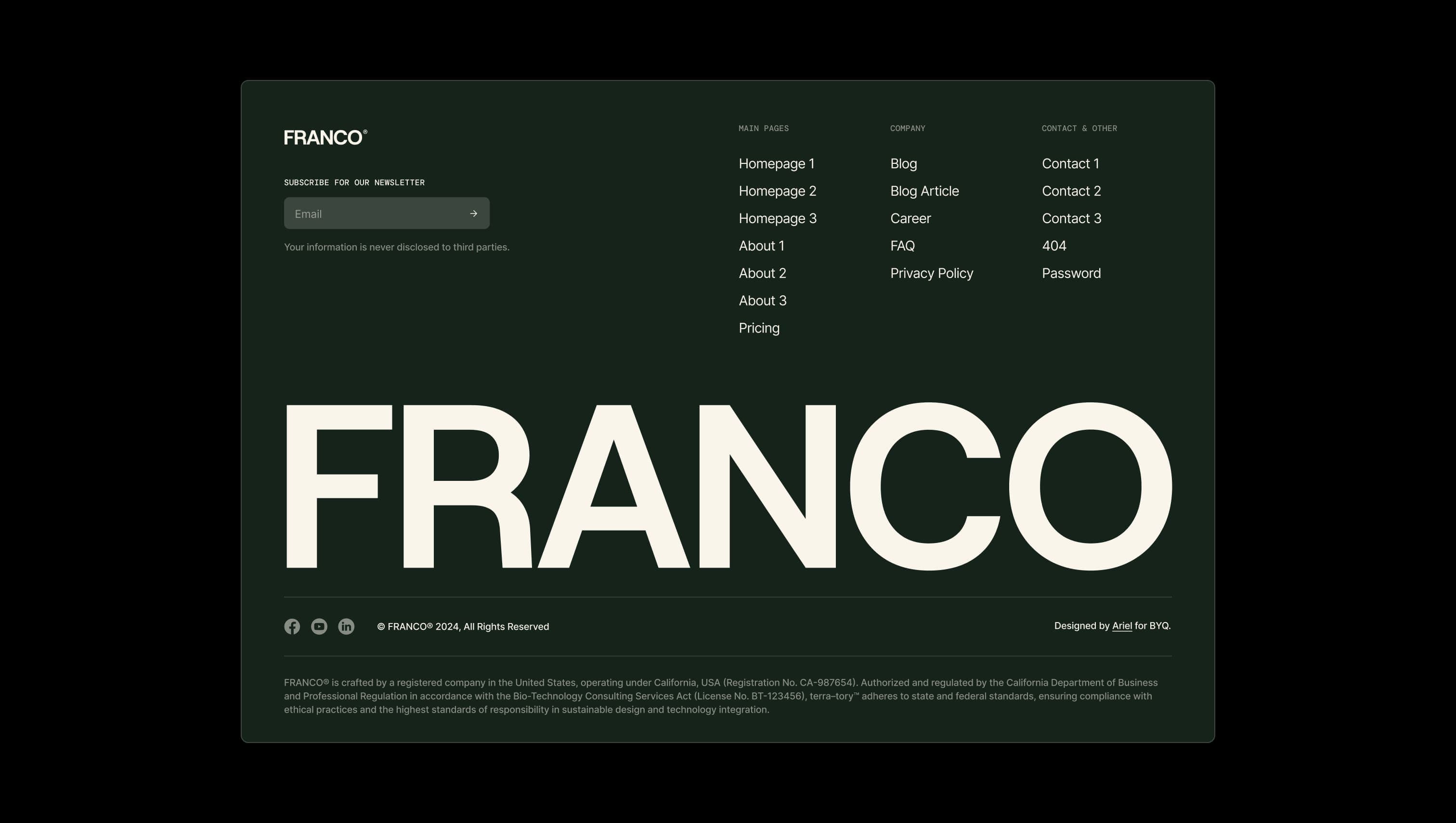 Modern Footer with Big Logo