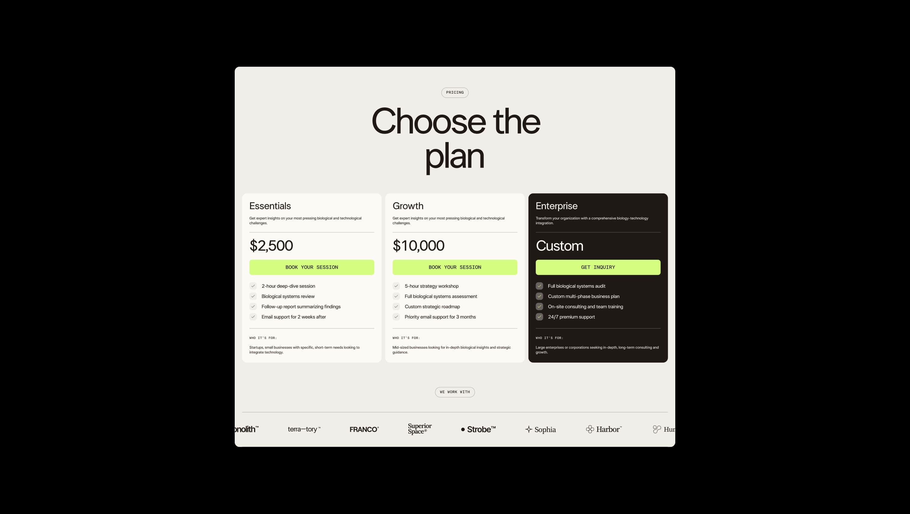 Three-Tier Pricing Table