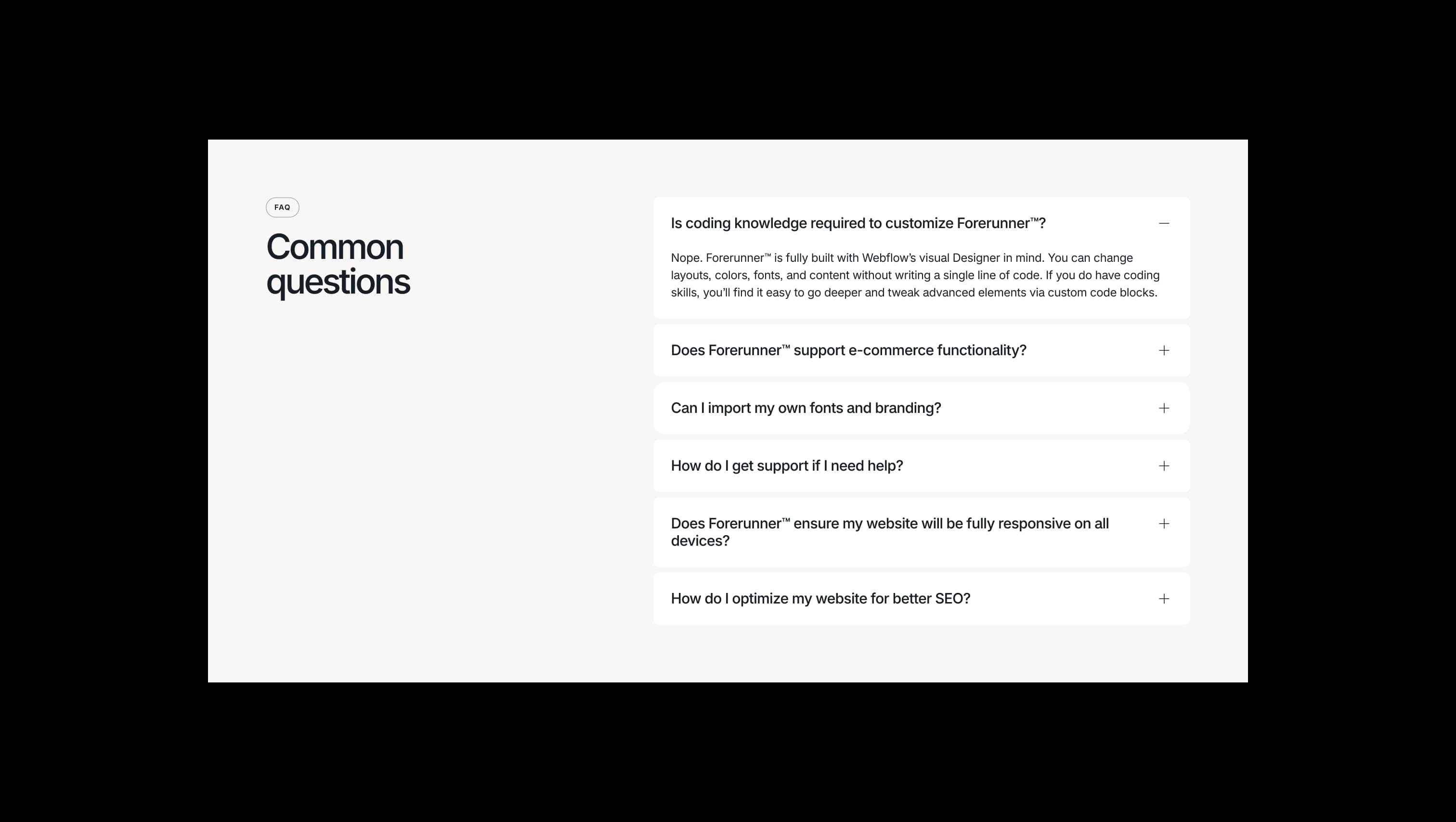 Interactive FAQ Accordion Section