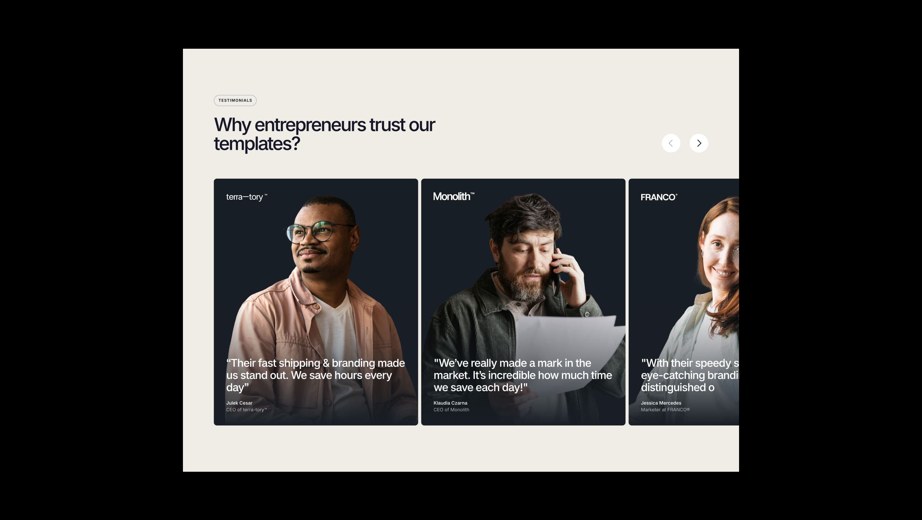 Customer Testimonials Slider Section