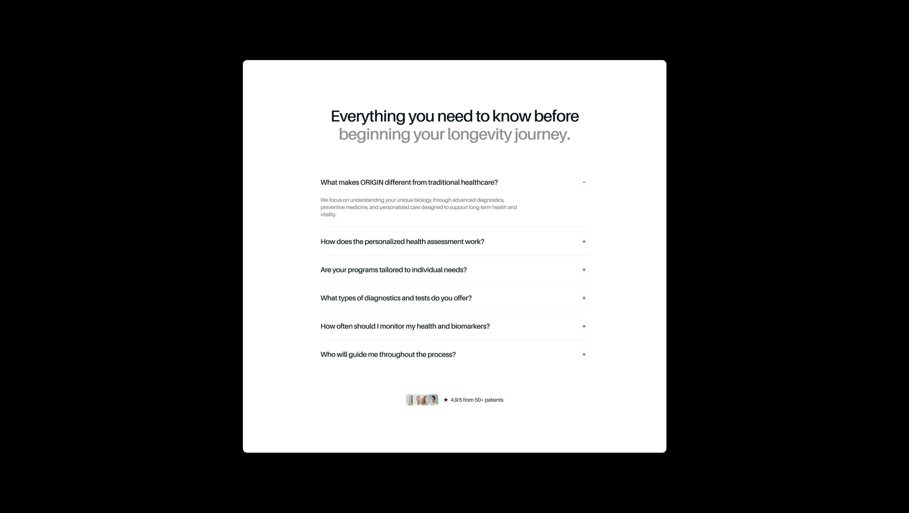 Centered FAQ Accordion with Social Proof