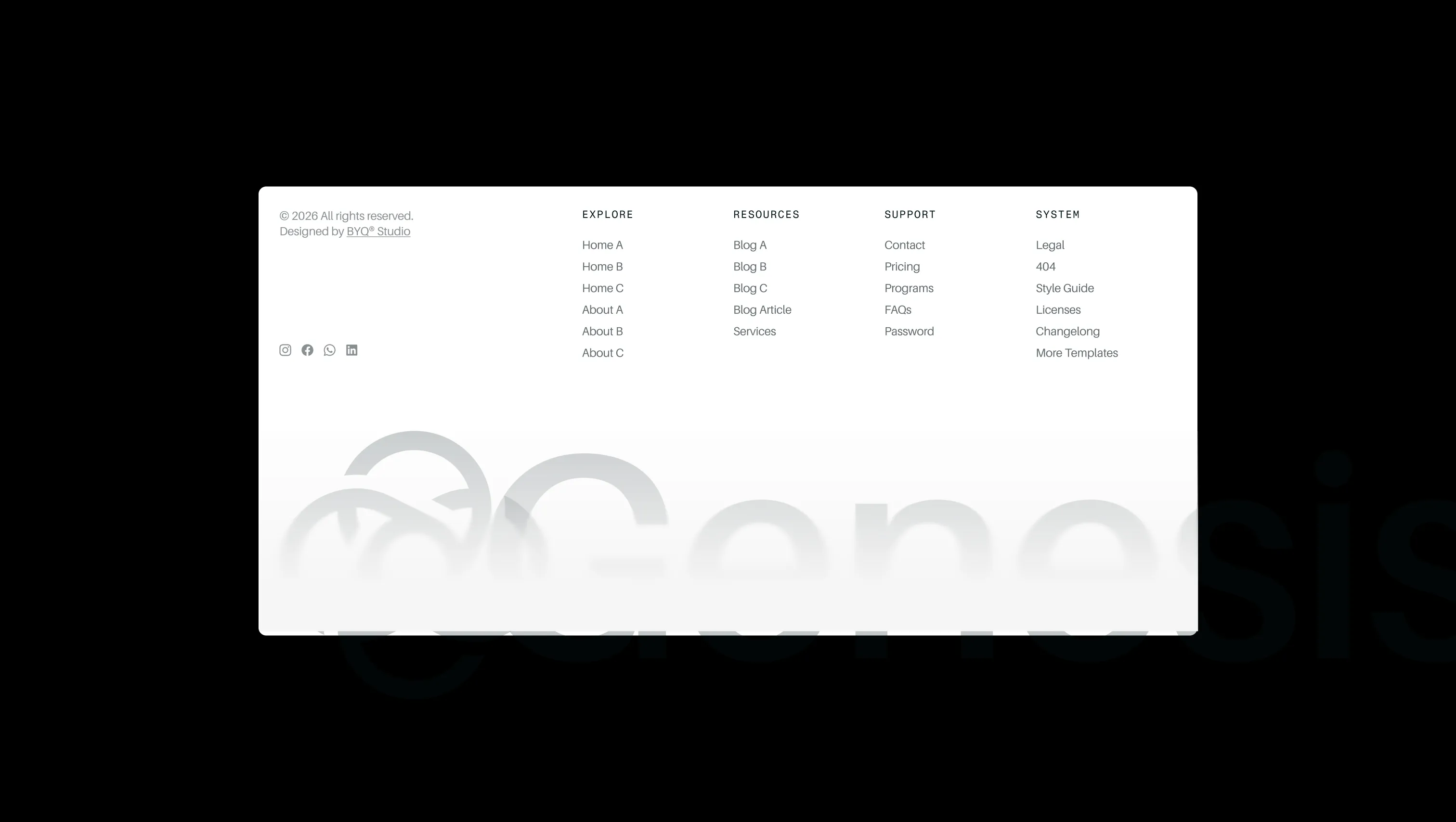 Footer with Link Columns and Socials