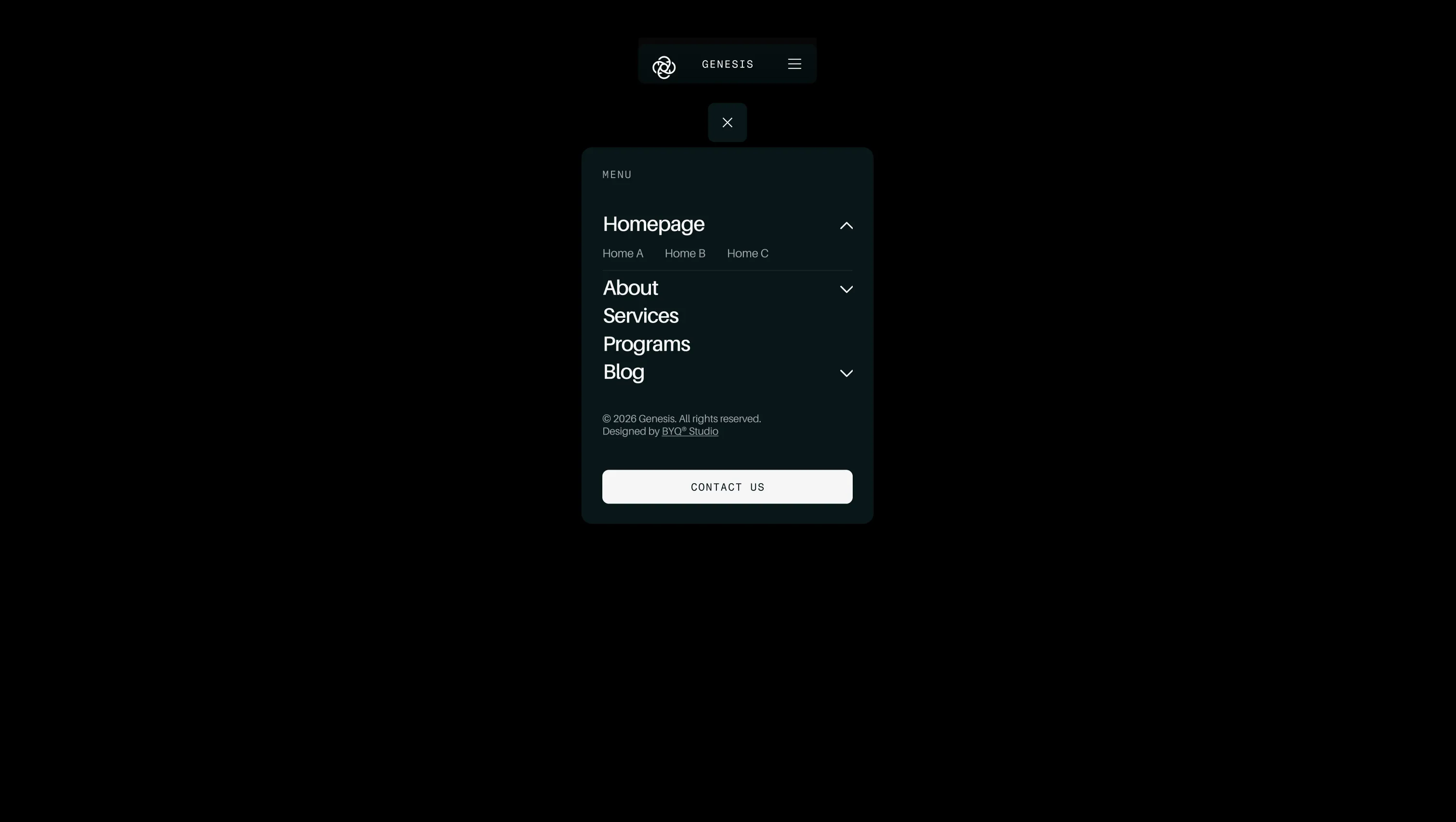 Fixed Navigation Bar with Modal Menu