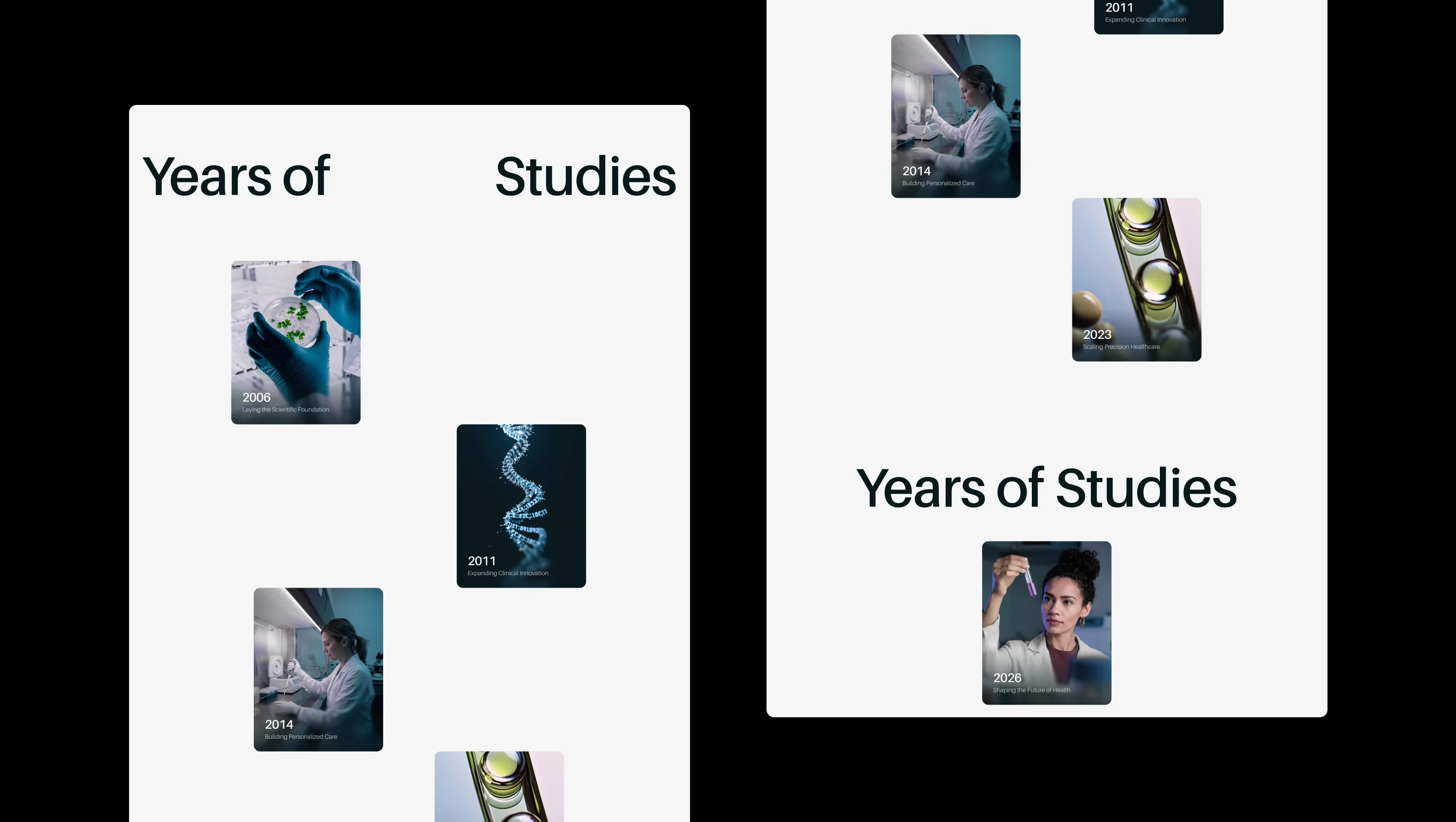 Scroll-Triggered Timeline Study Cards