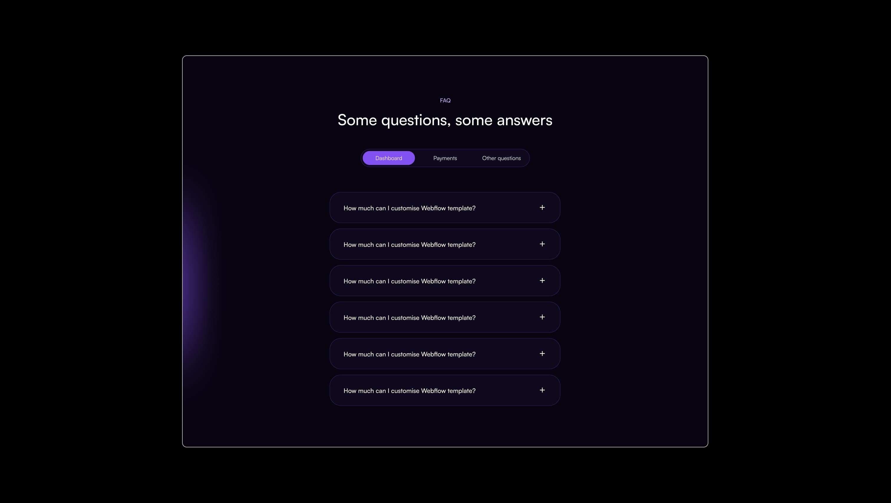 FAQ Tabs Section
