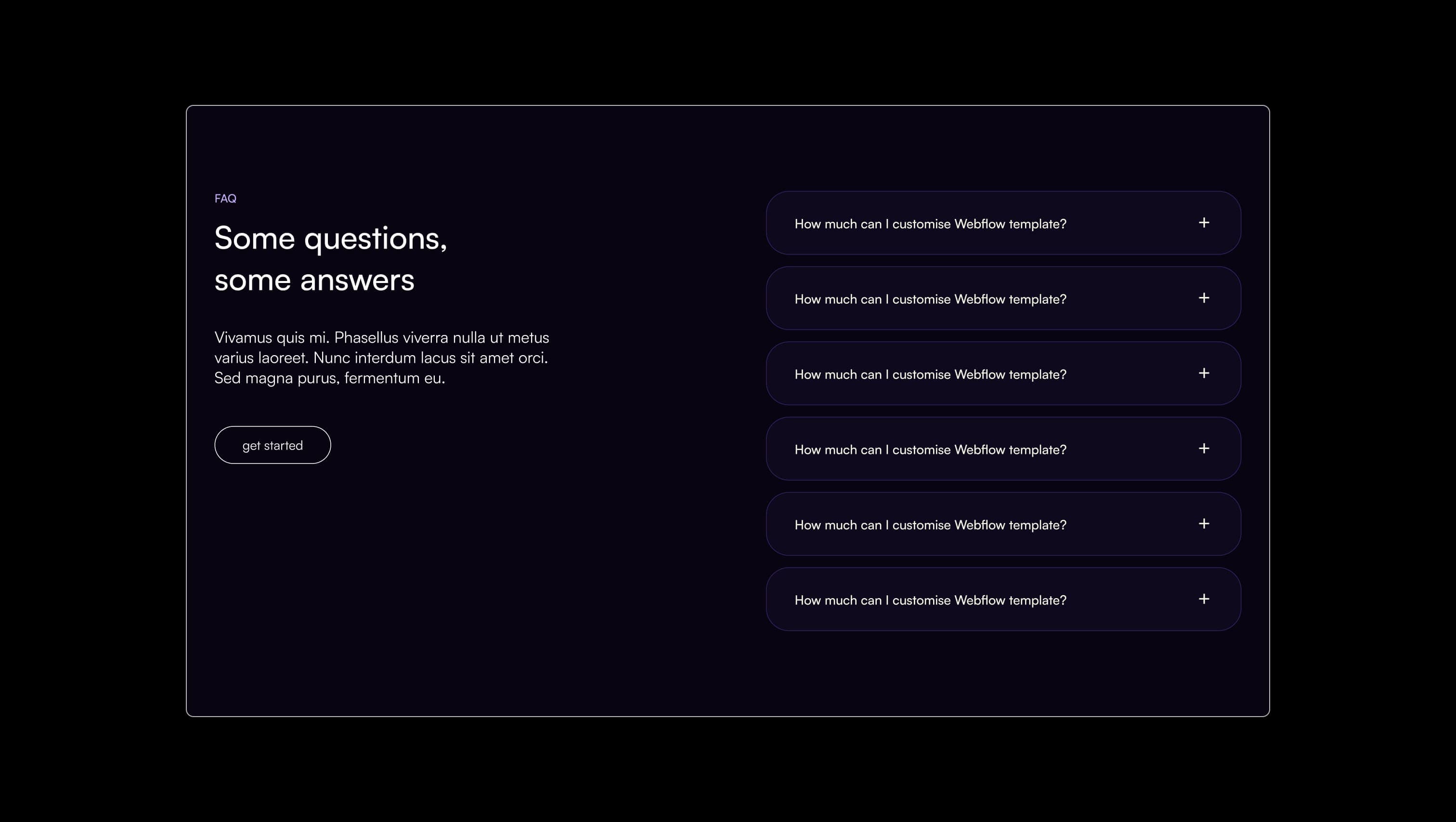 FAQ Section with Accordions