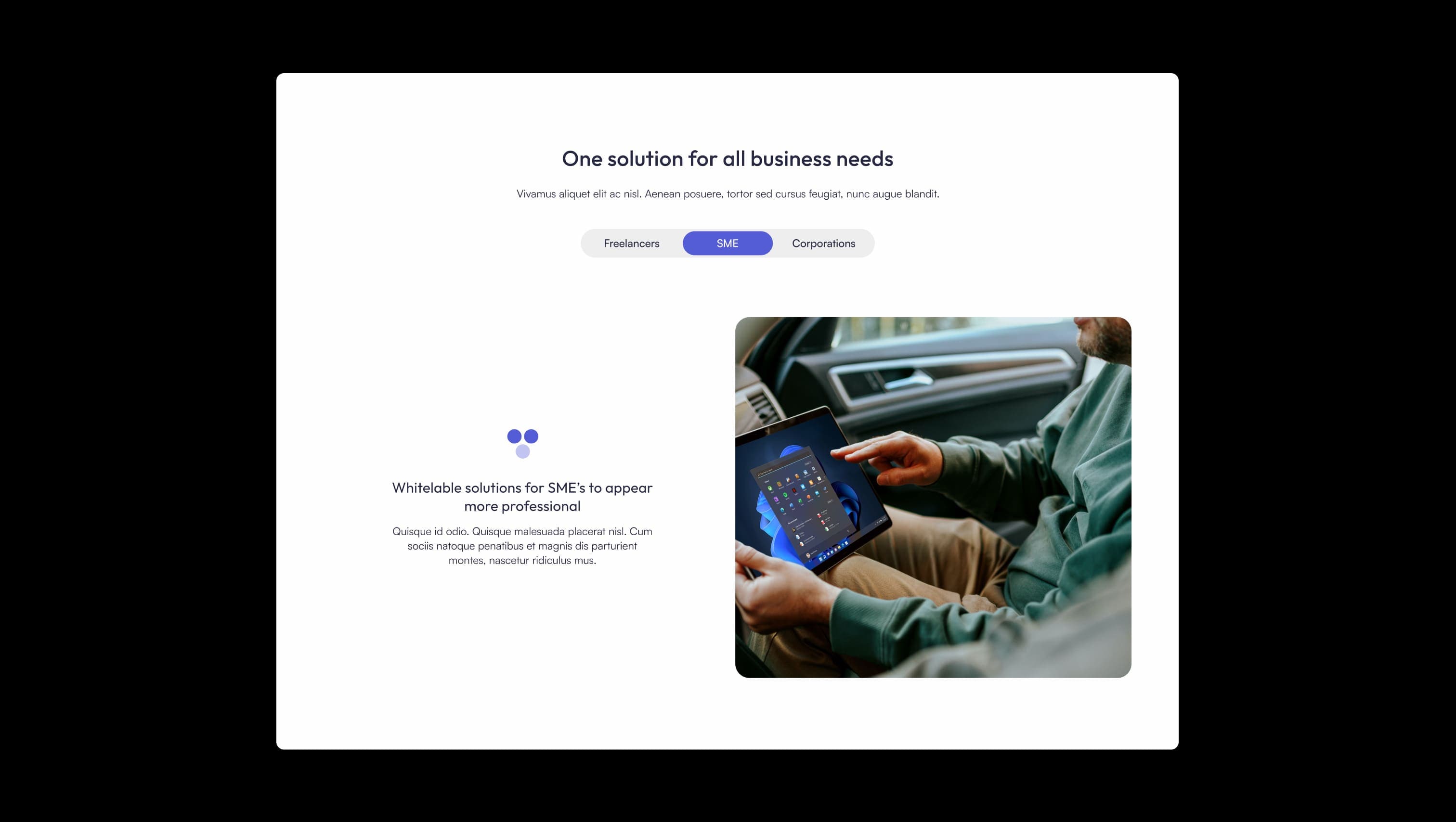 Business Solutions Tabbed Section