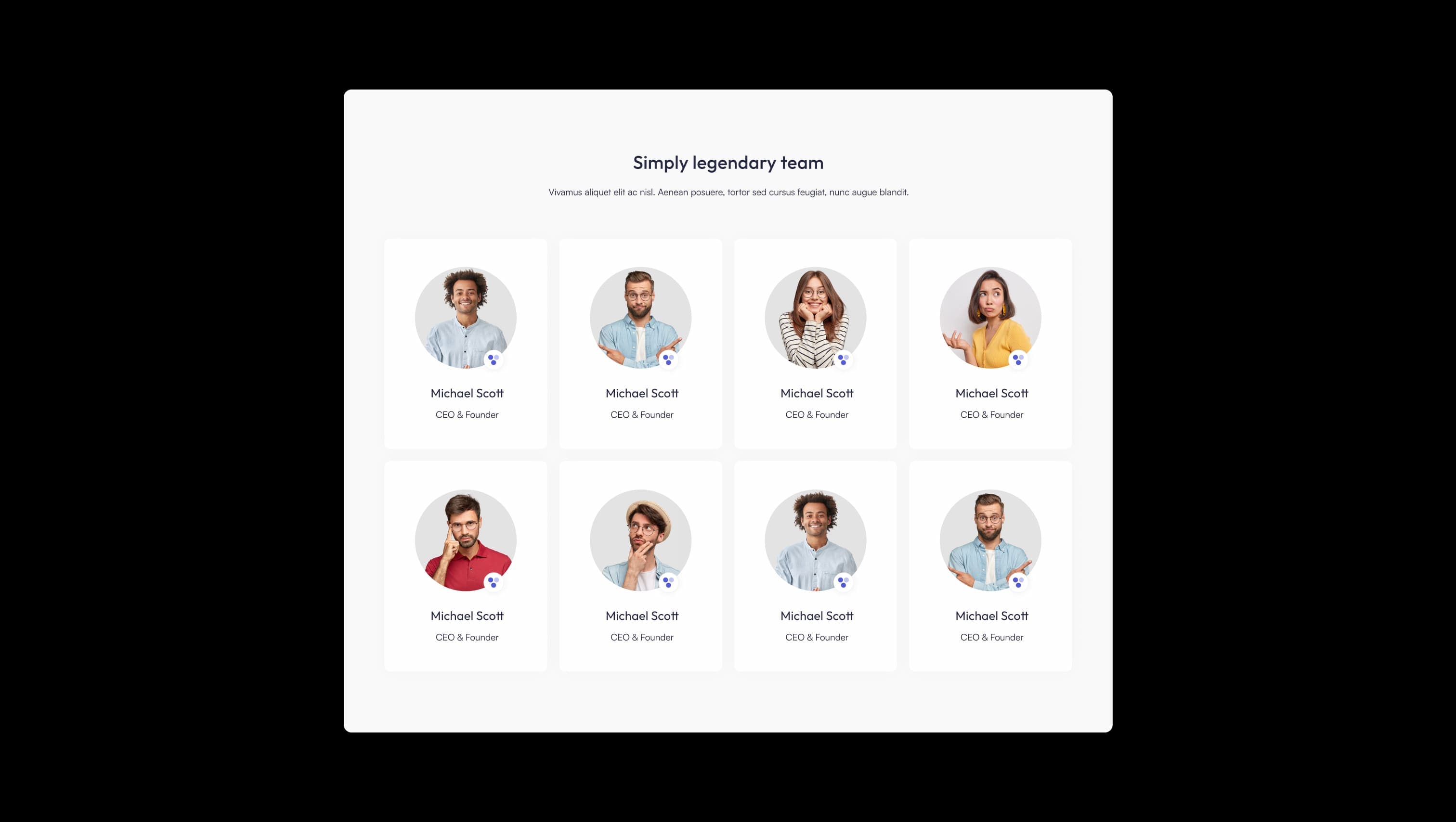 Team Grid with Icons