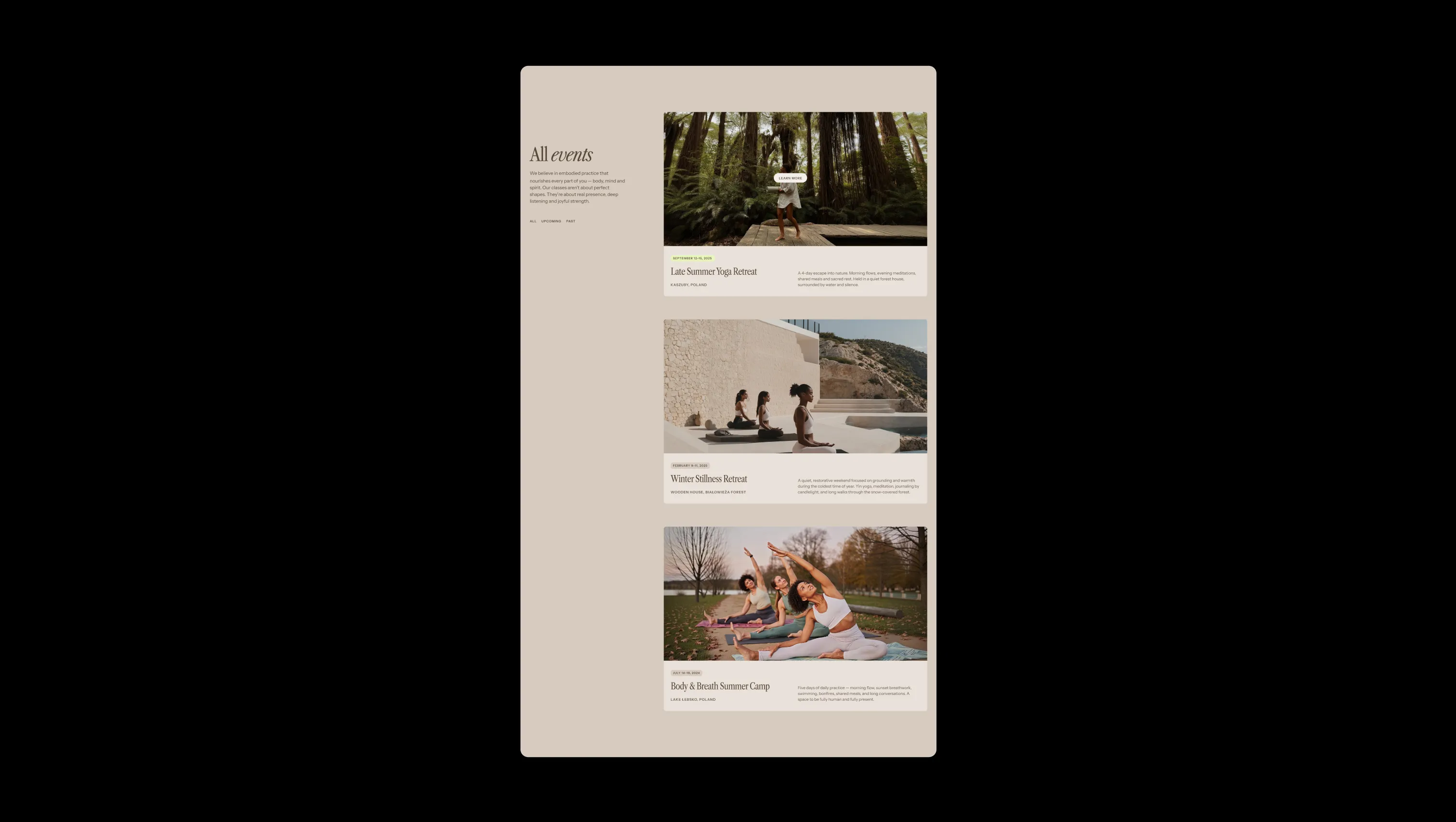 Events Grid with Sidebar