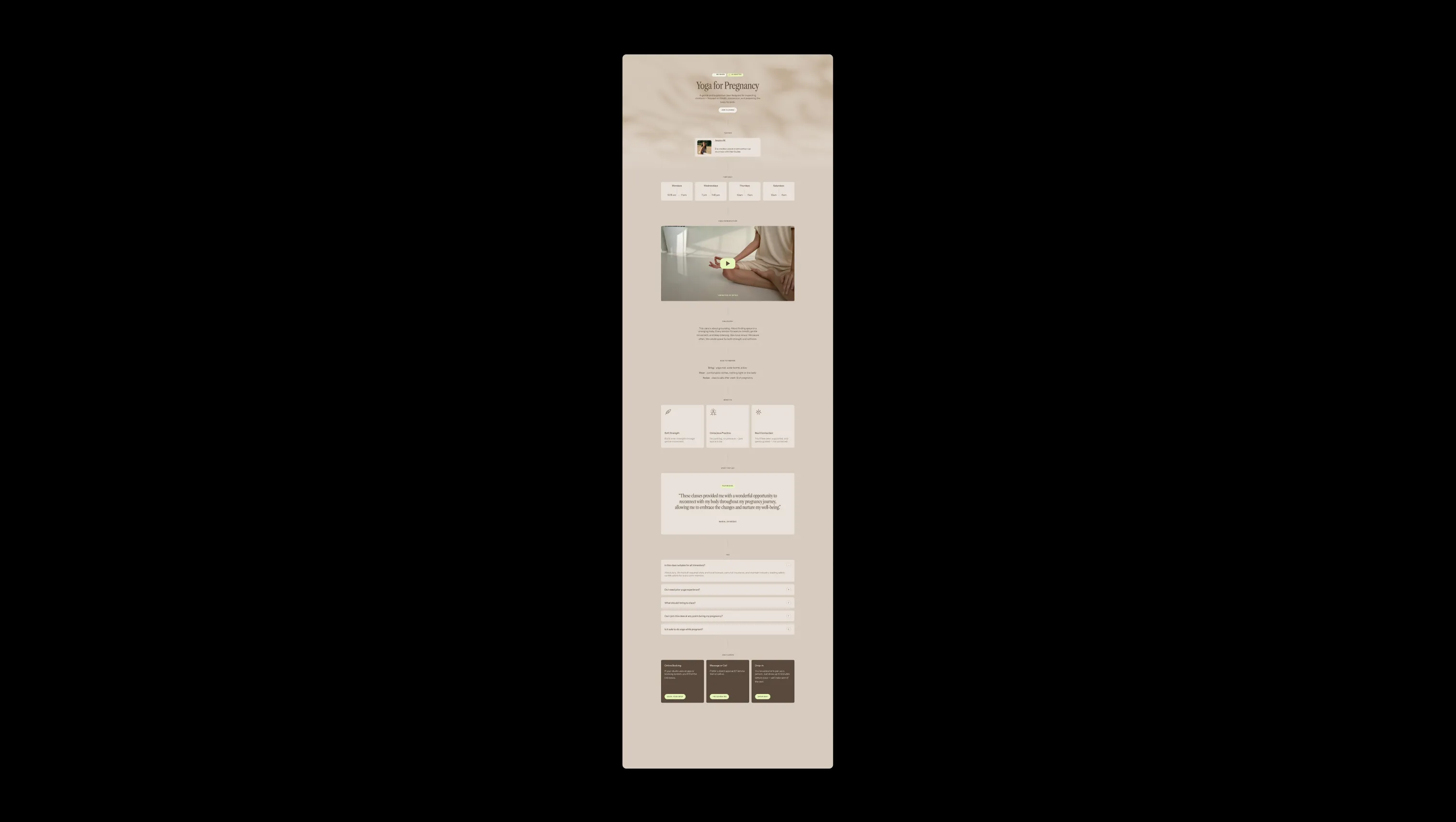 Pregnancy Yoga Class Detail Page