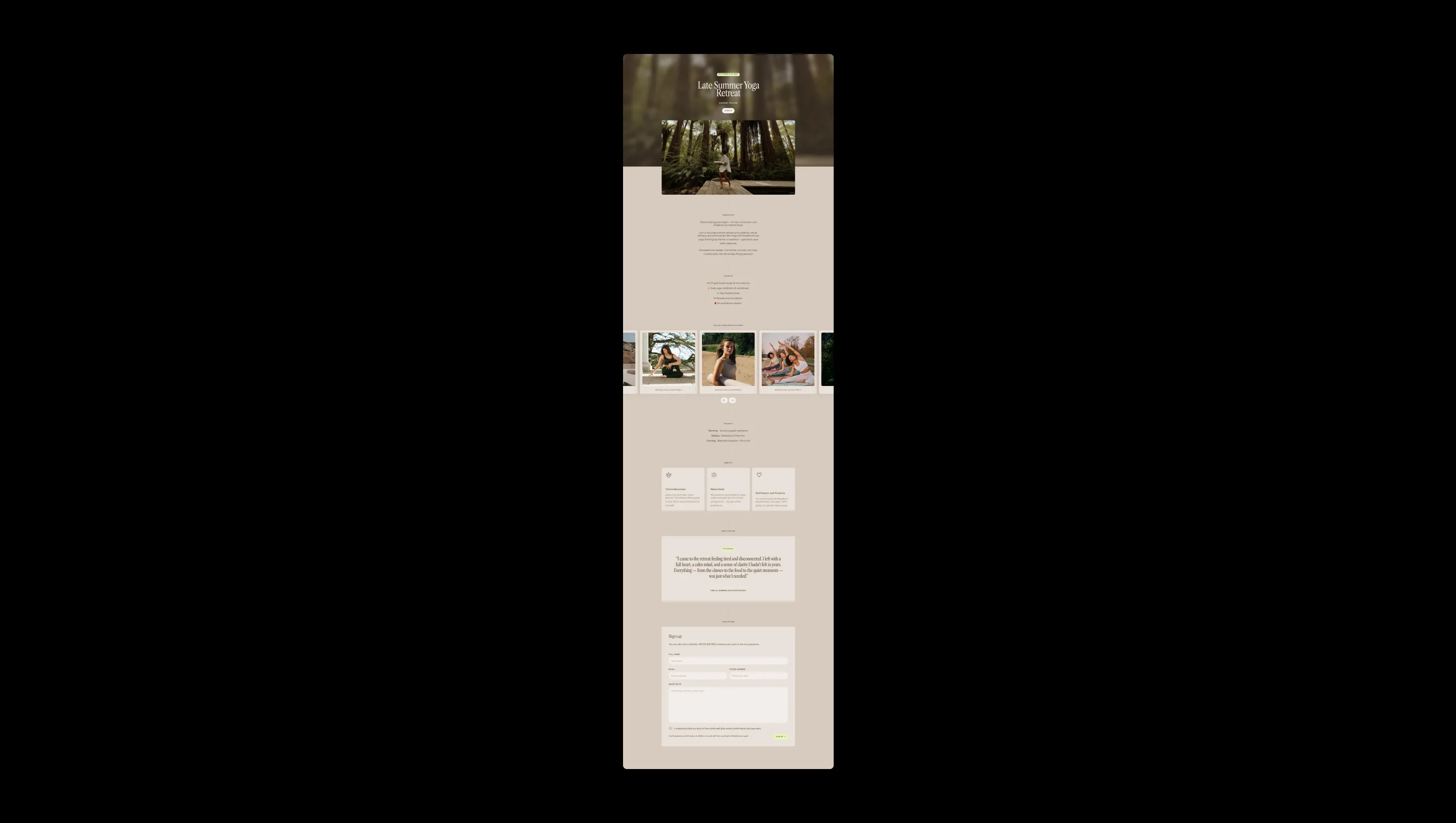 Event Landing Page Layout