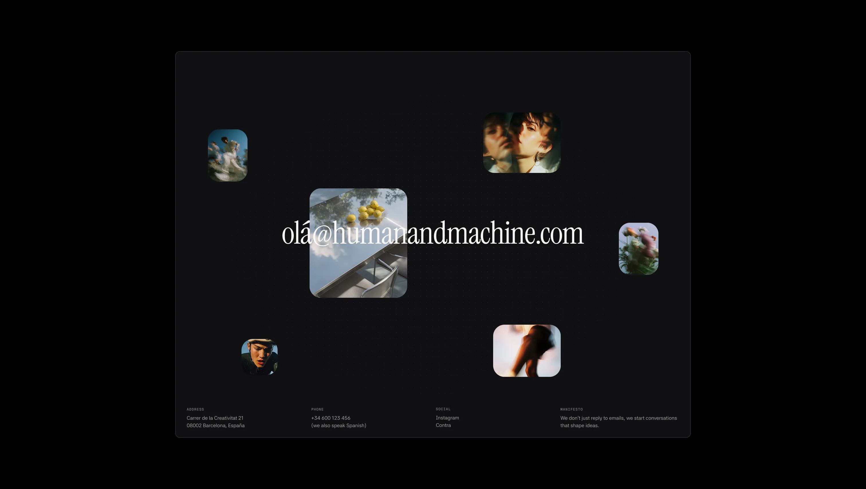 Contact Page with Floating Images