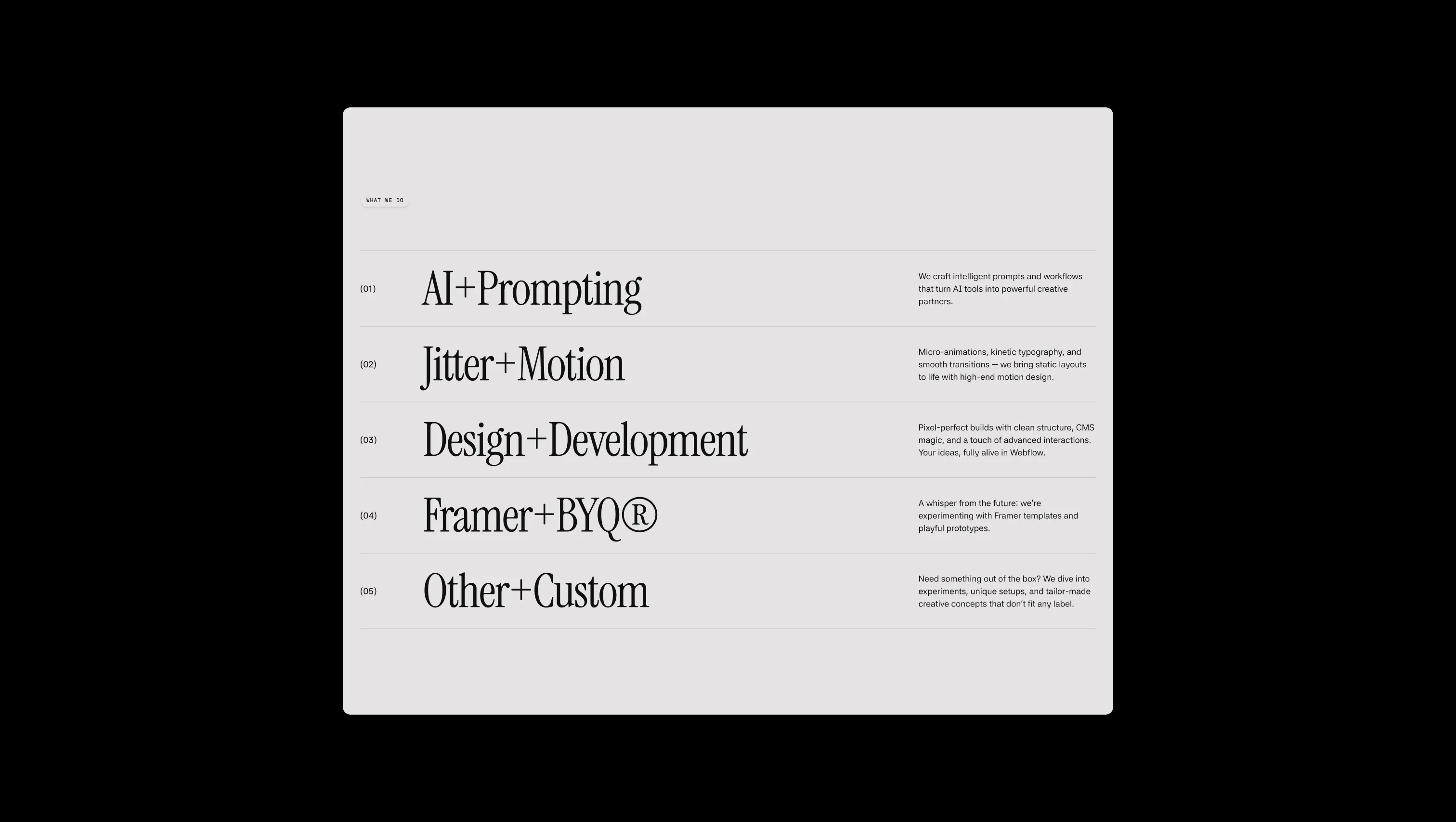 Interactive Services List Section
