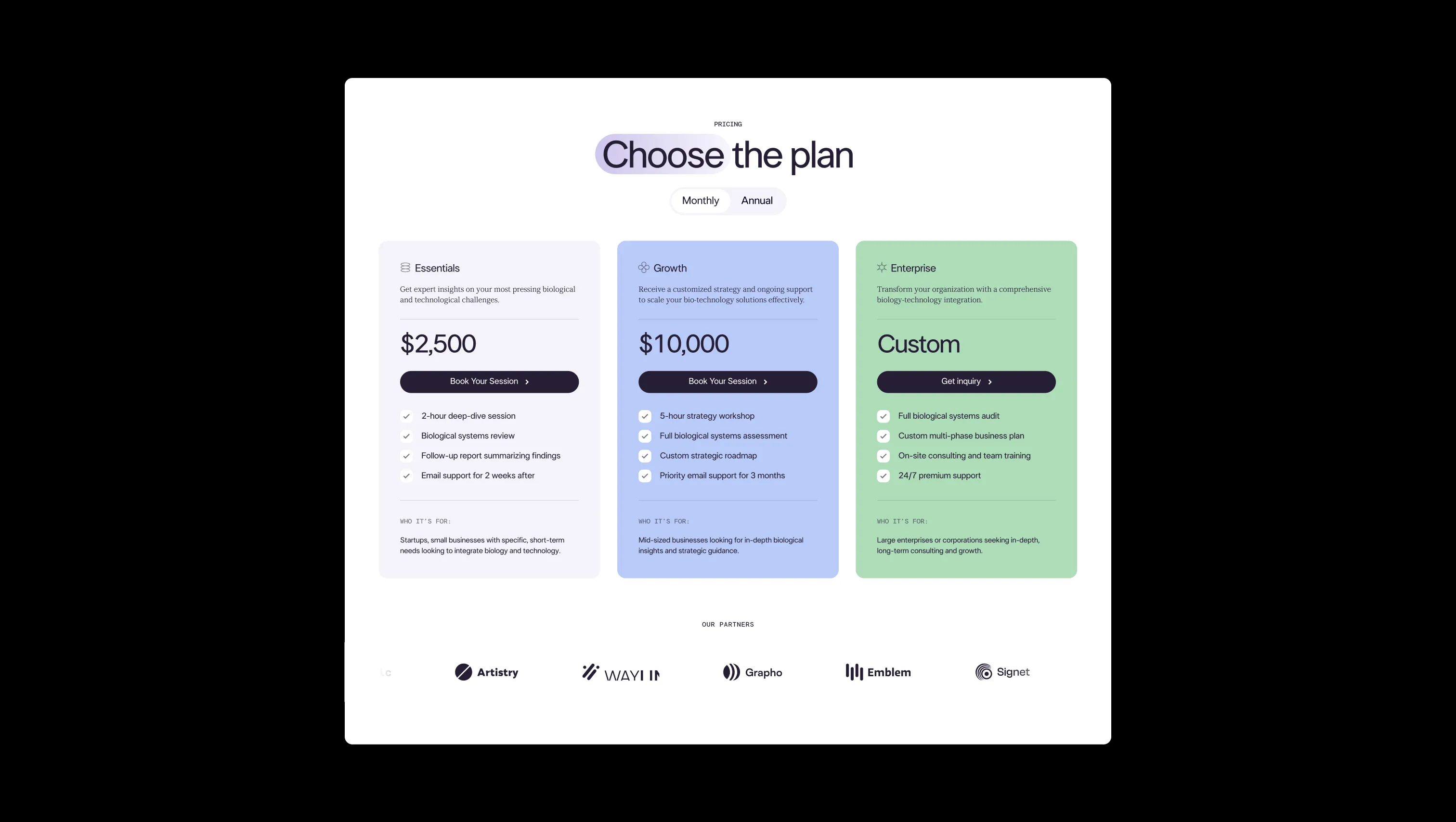 Pricing Table with Tabs