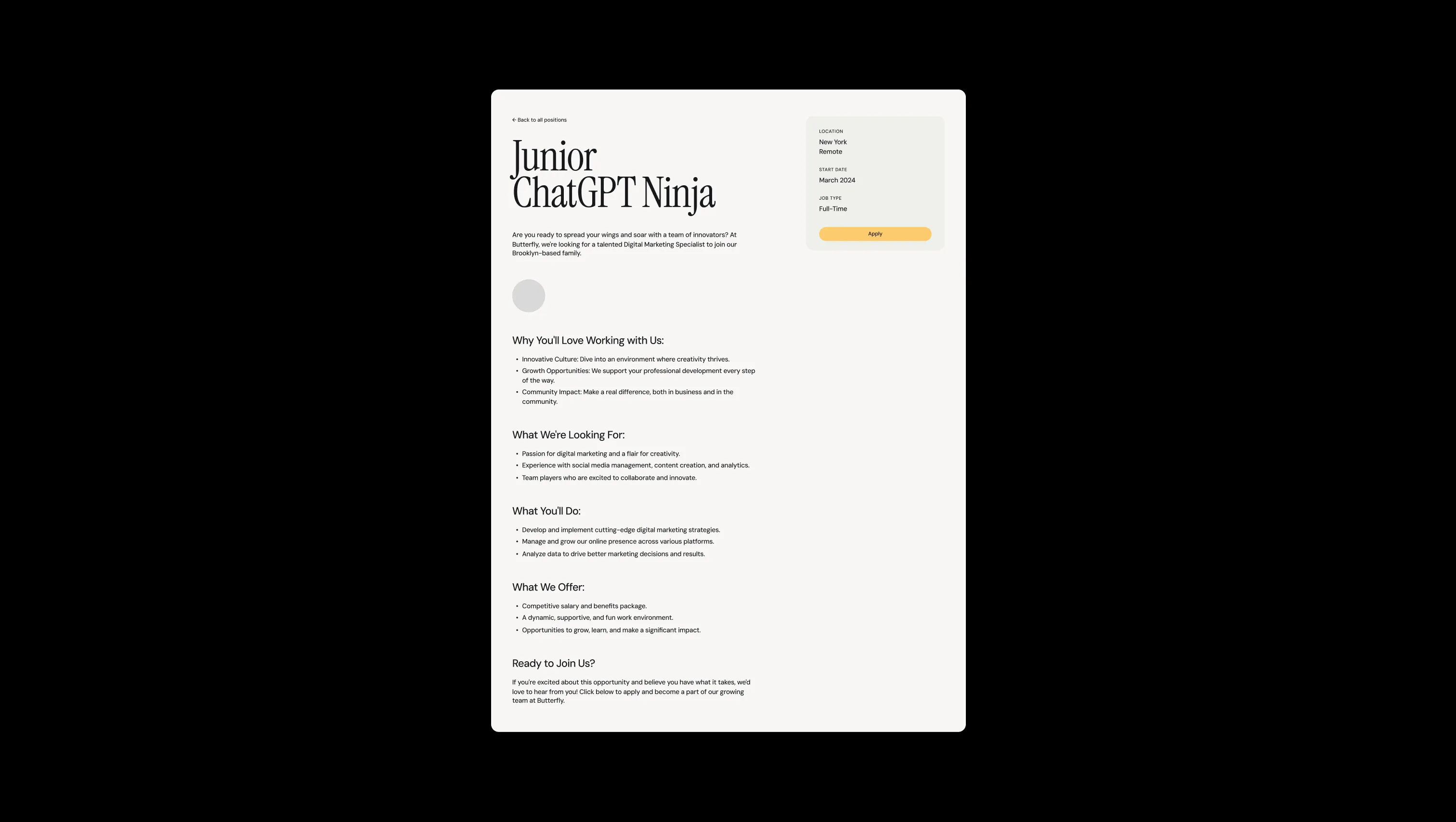 Job Detail Page Layout