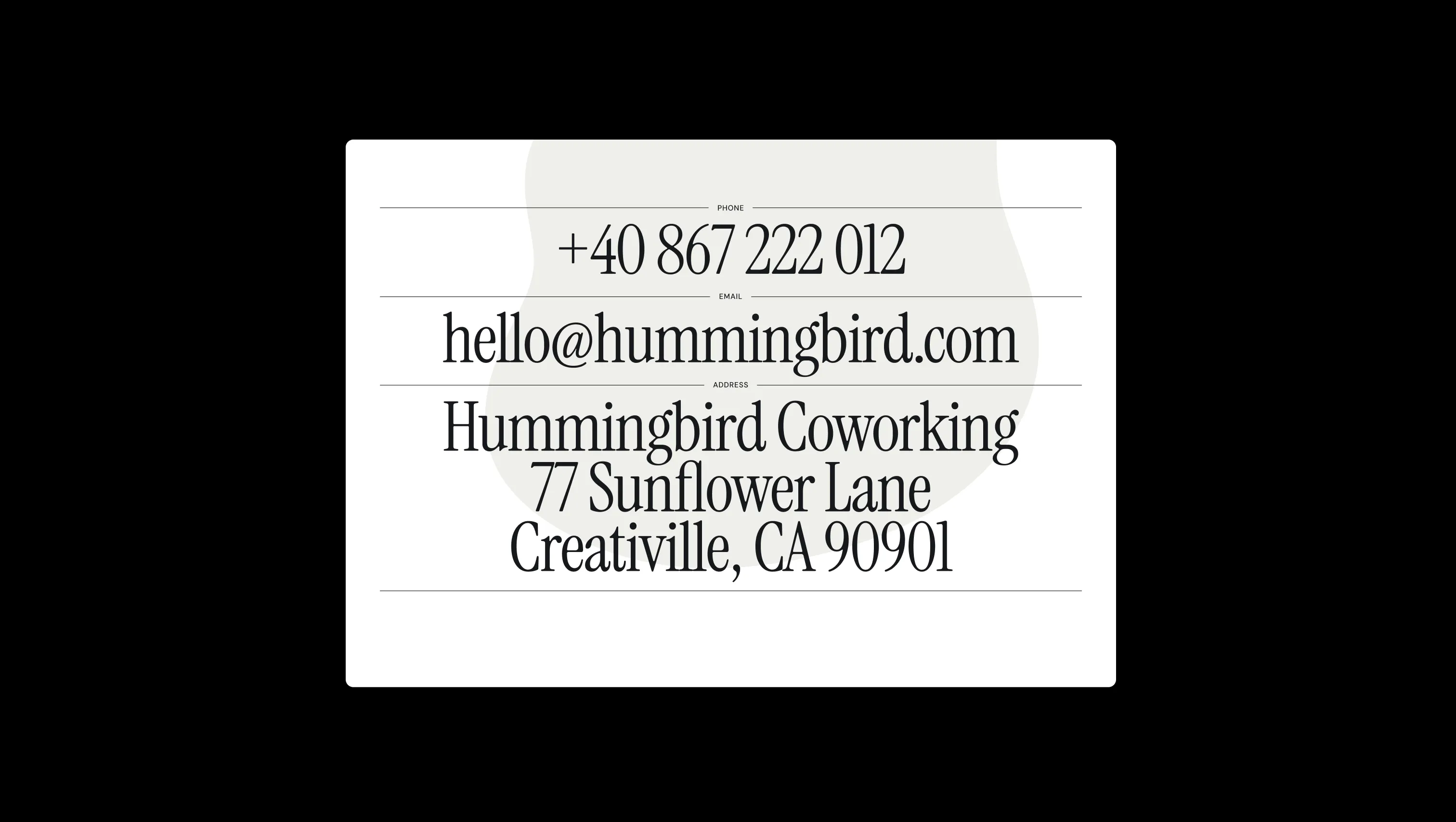 Hero Contact Information Section