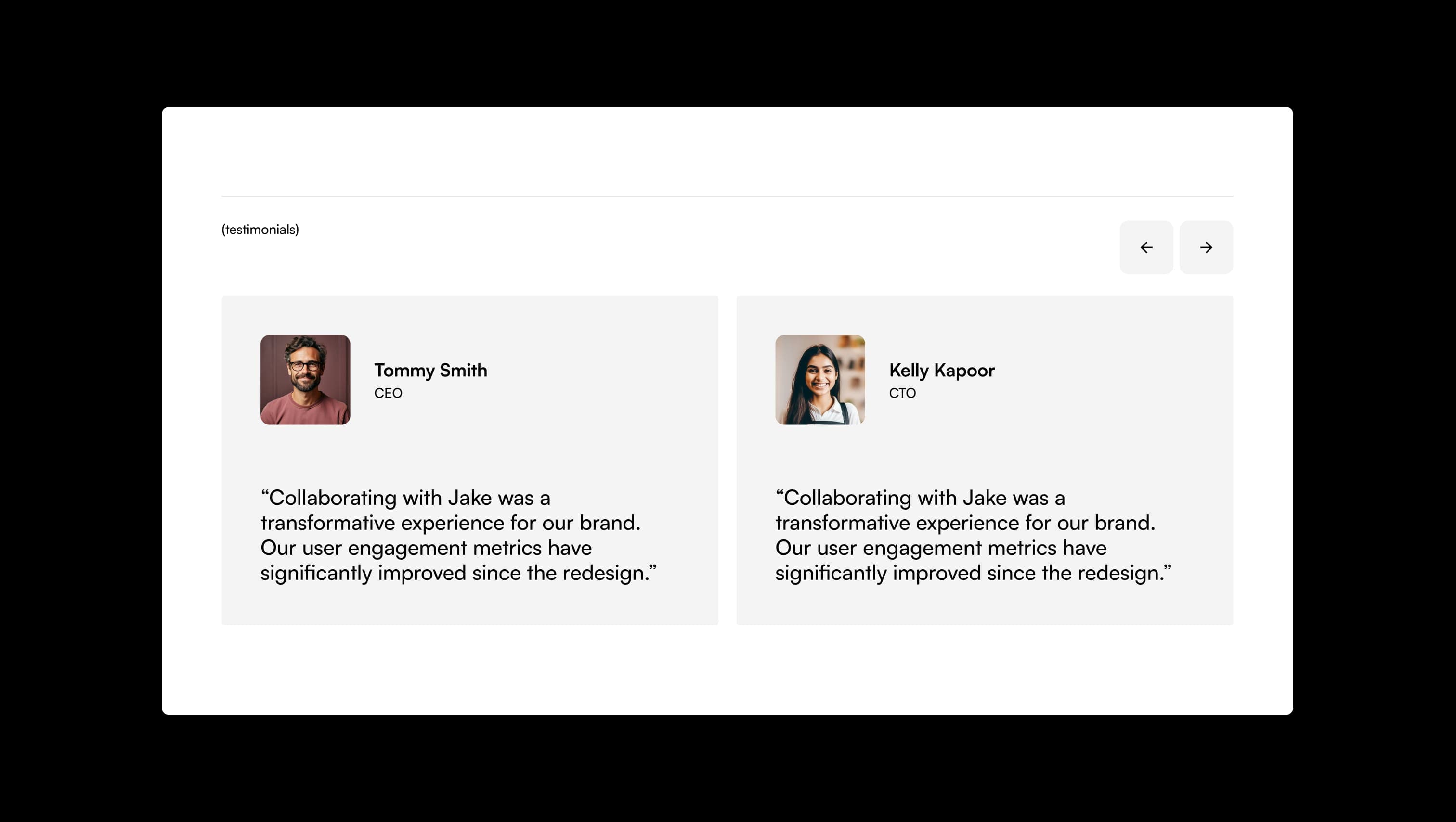 Testimonial Carousel with Navigation