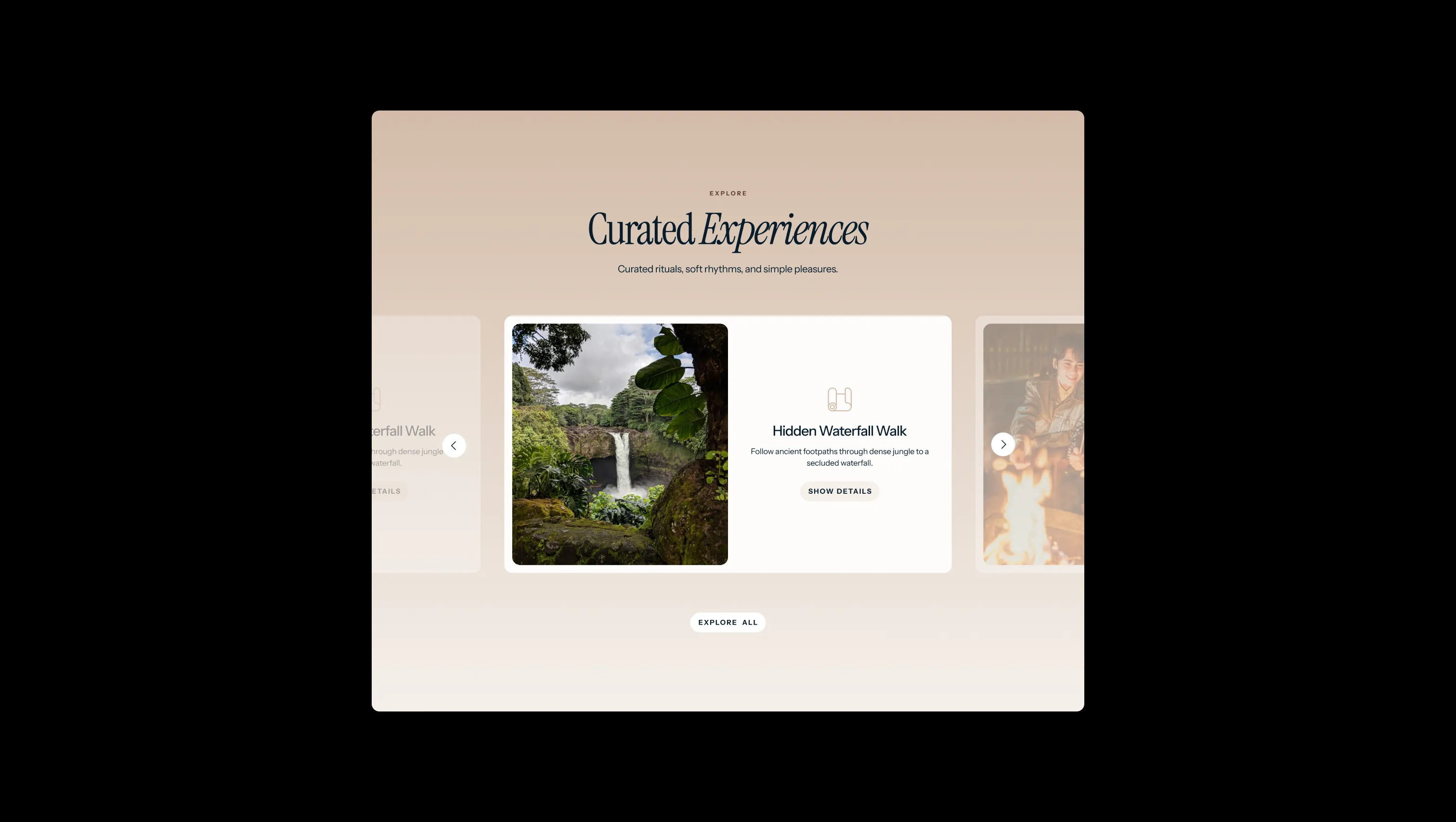 Curated Experiences Slider Section