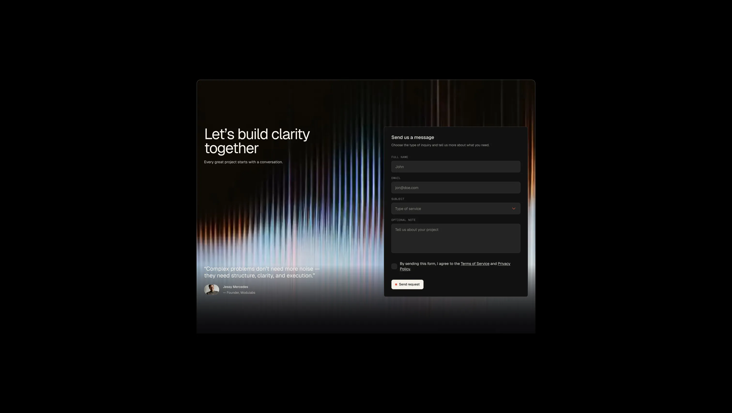 Video Background Contact Form